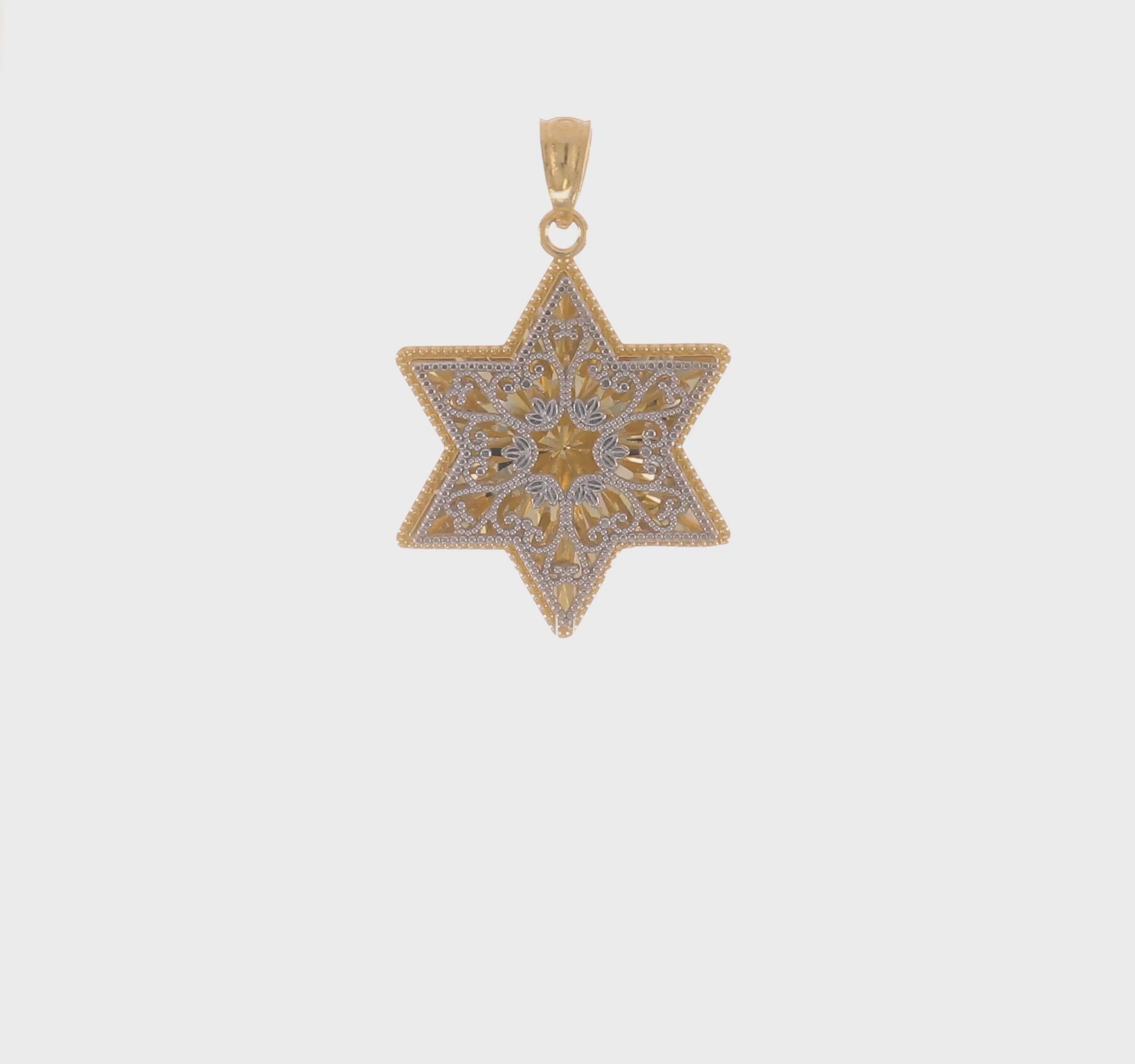 14kt Two-Tone Polished Reversible Filigree Star Of David Pendant