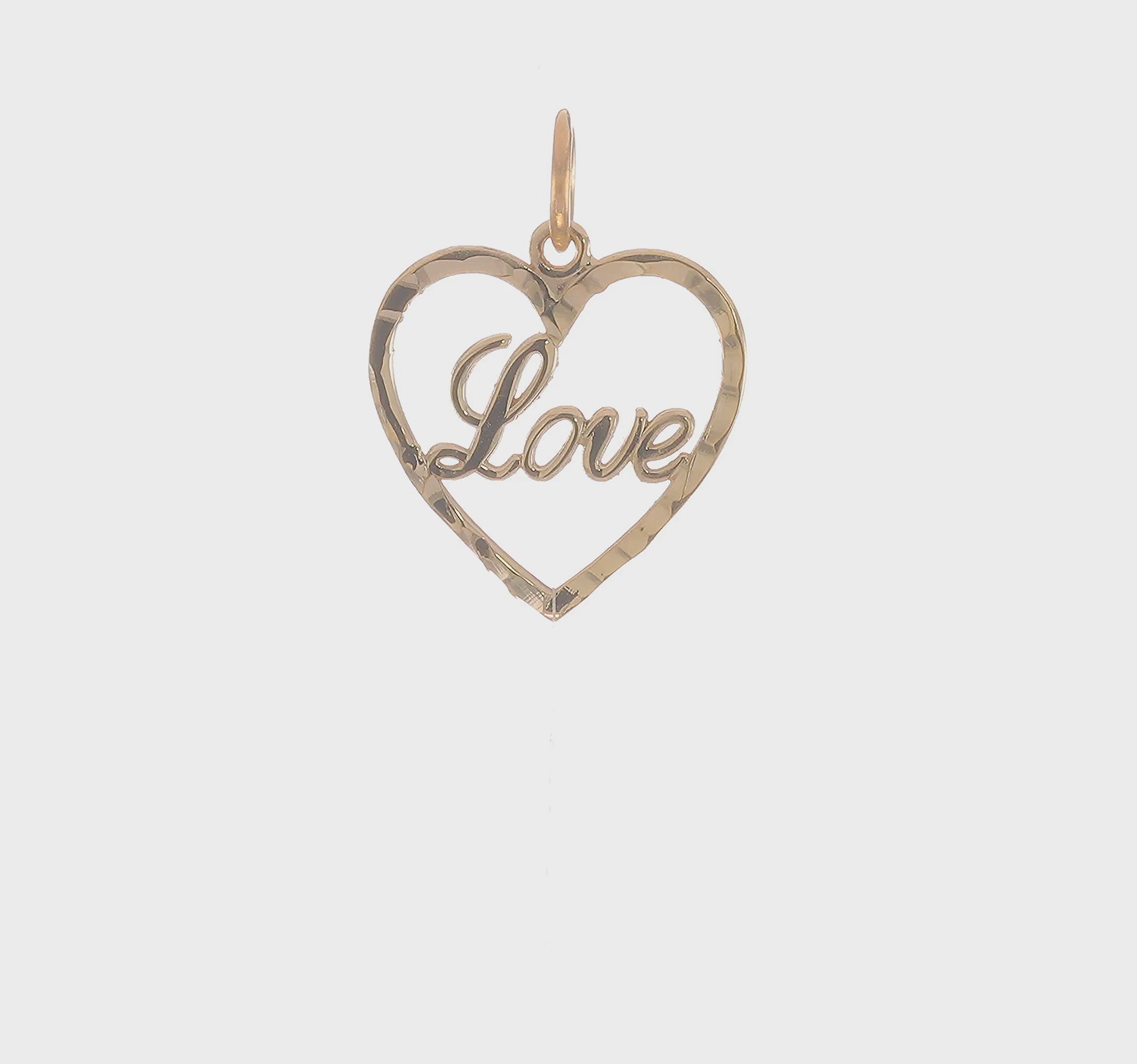 10KT Yellow Gold Polished LOVE Heart Pendant