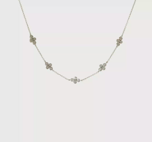 14kt White Gold 5-station Diamond 18in Necklace