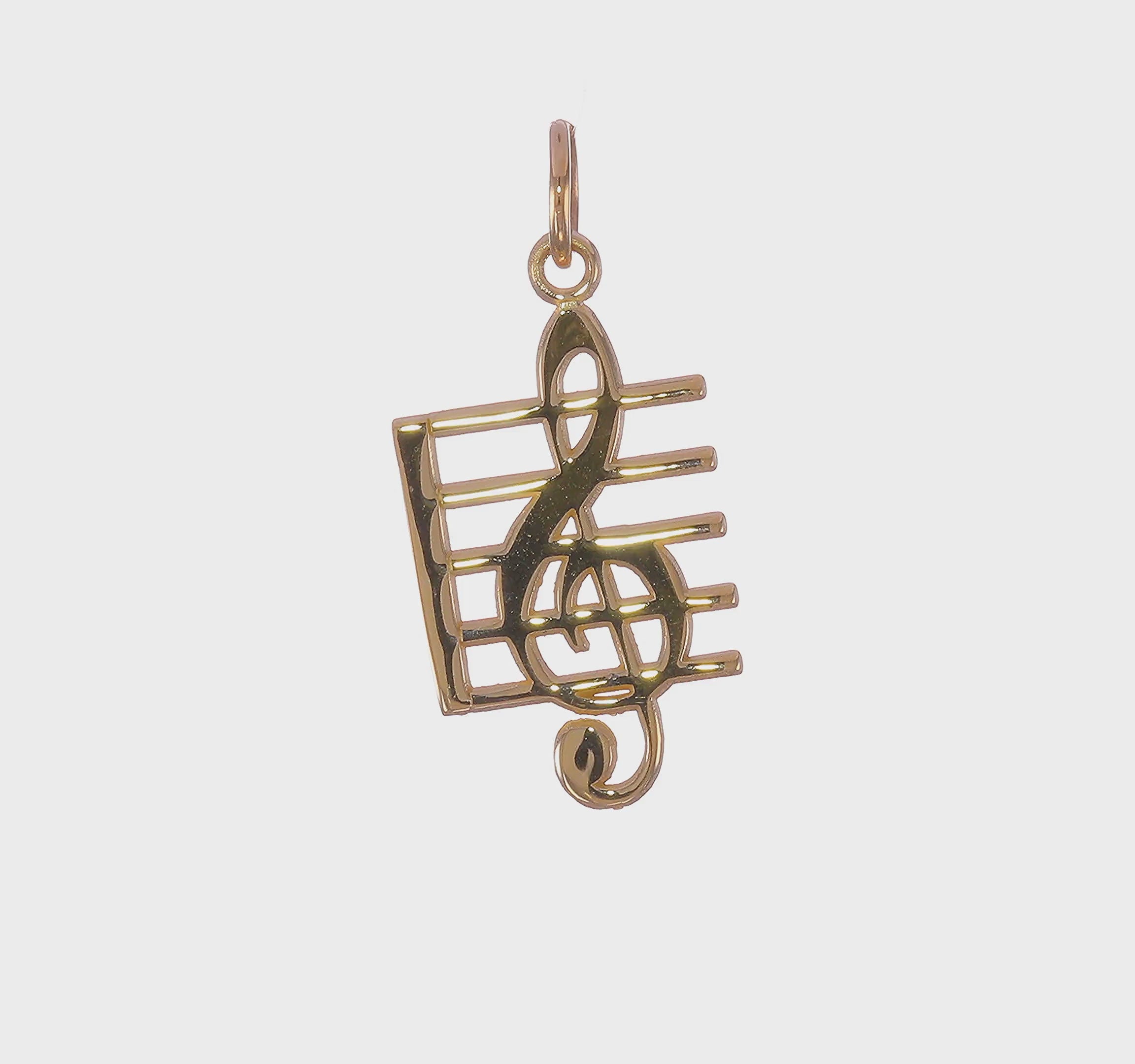 14kt Yellow Gold Musical Staff Charm