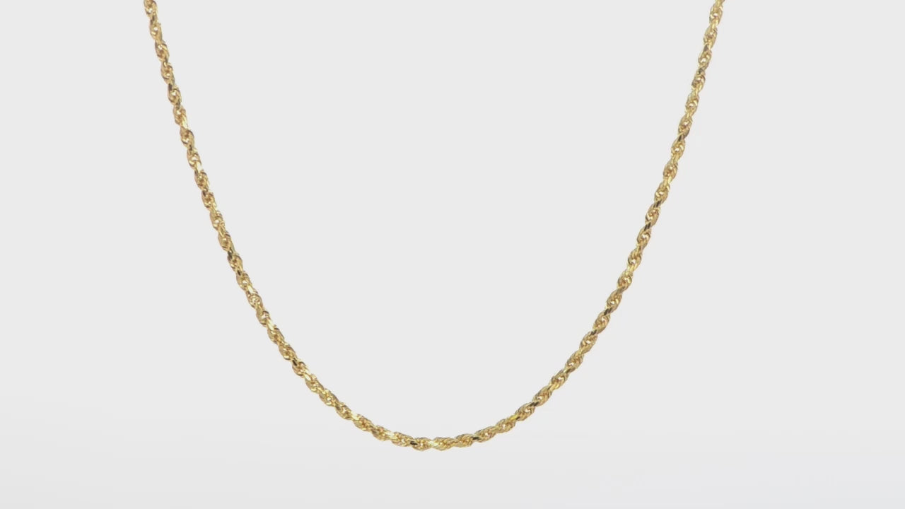 14KT Yellow Gold Adjustable 2mm D/C Rope Chain