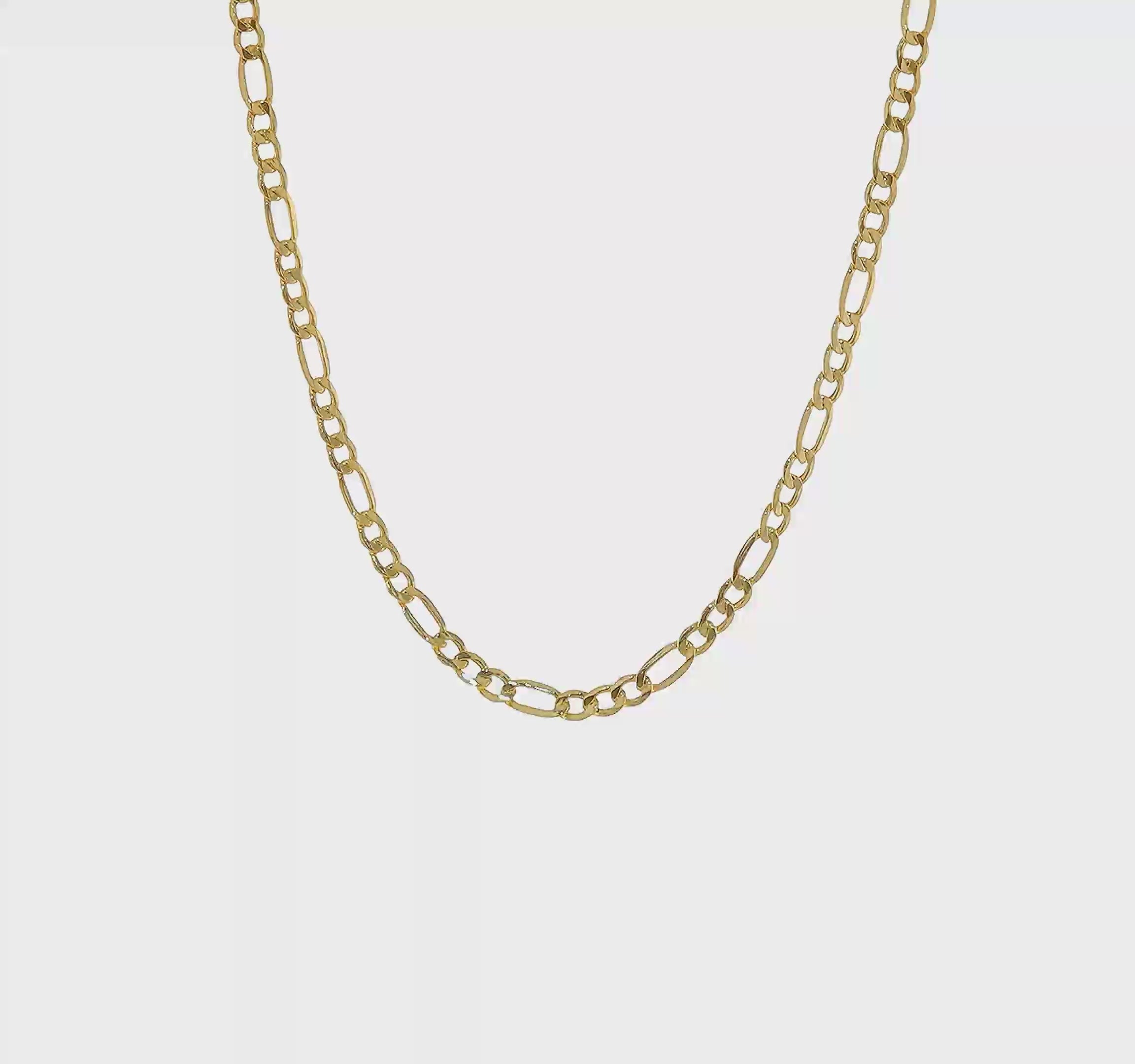 10kt Yellow Gold 3.5mm Semi-Solid Figaro Chain
