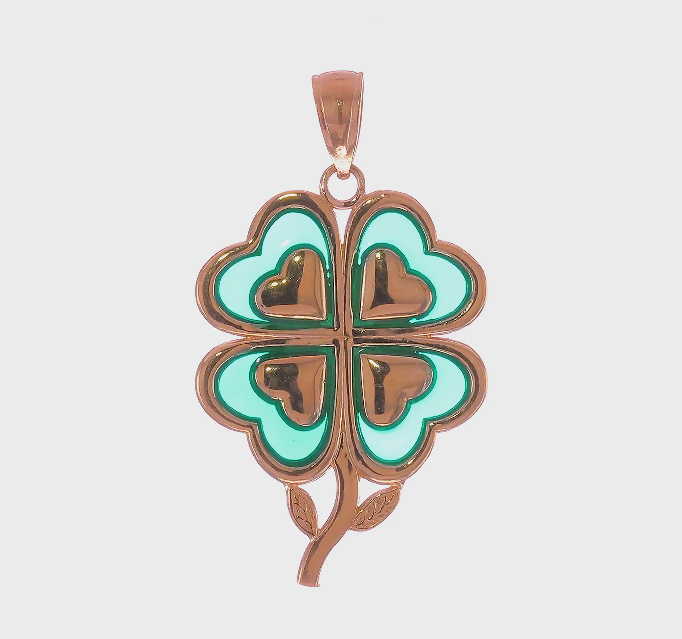 14kt Yellow Gold 4-Leaf Clover Pendant with Enameled Tips Pendant