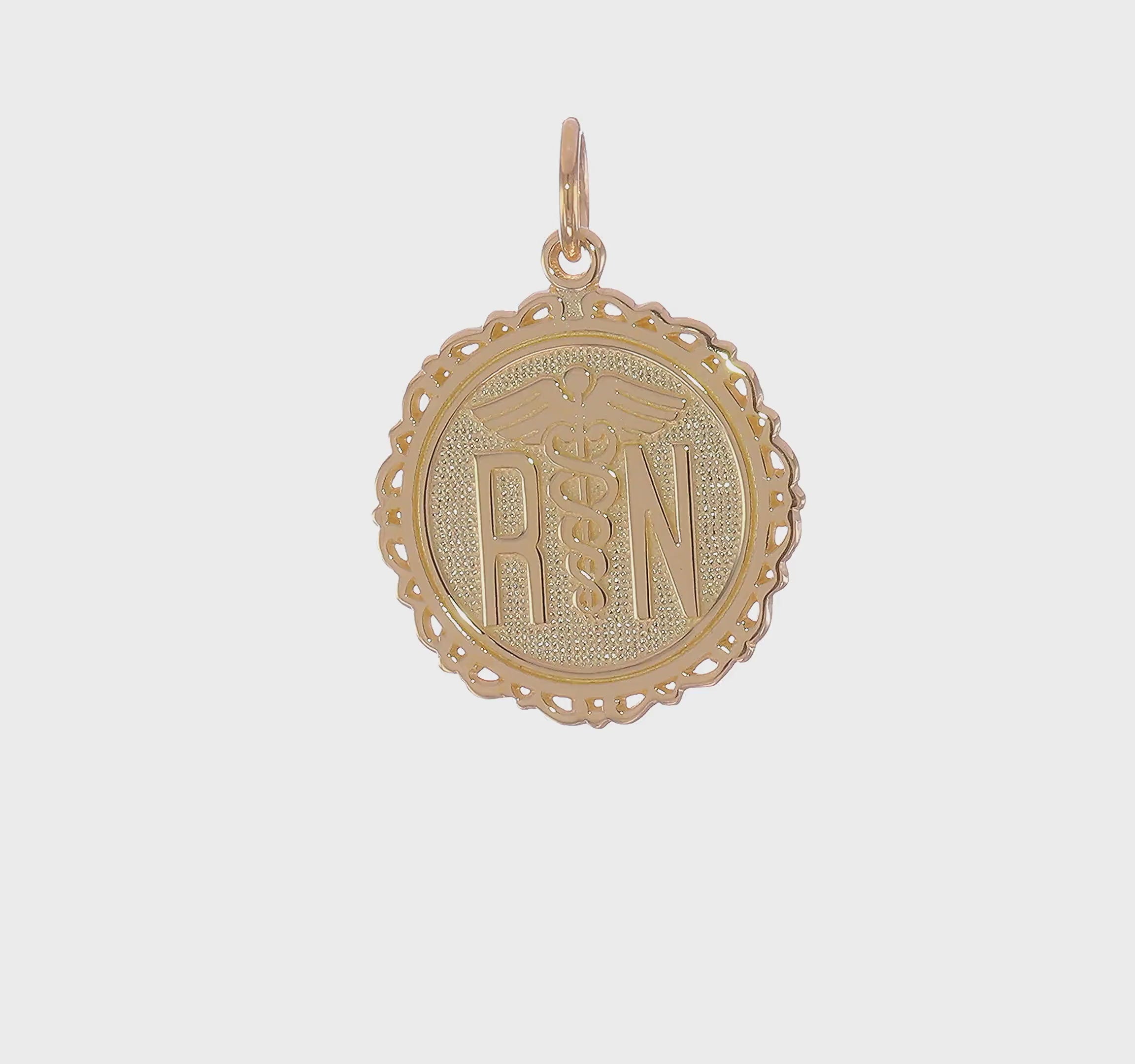 14kt Yellow Gold RN Registered Nurse Disc Charm