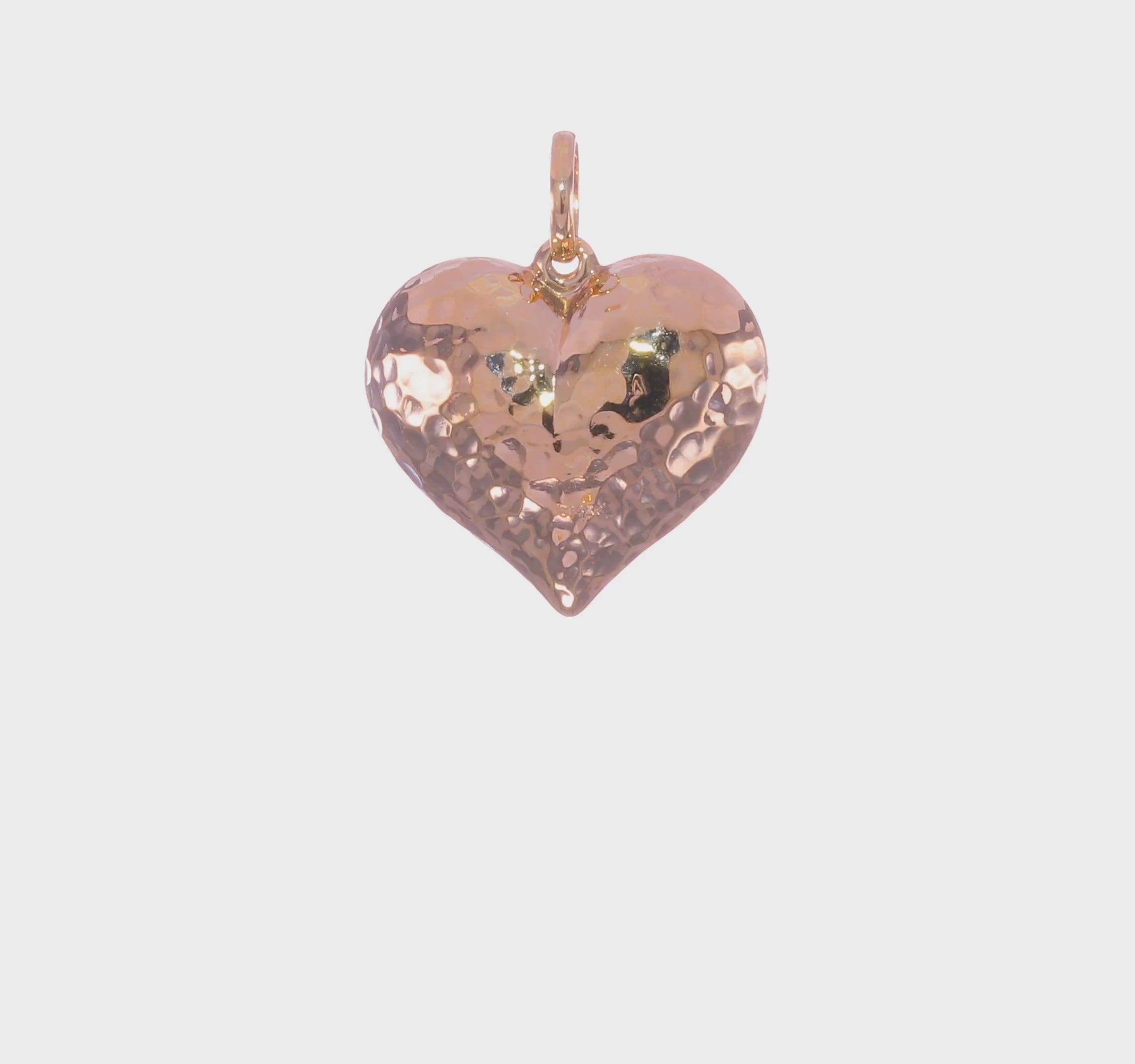 14KT Yellow Gold Polished and Hammered 3-D Heart Pendant