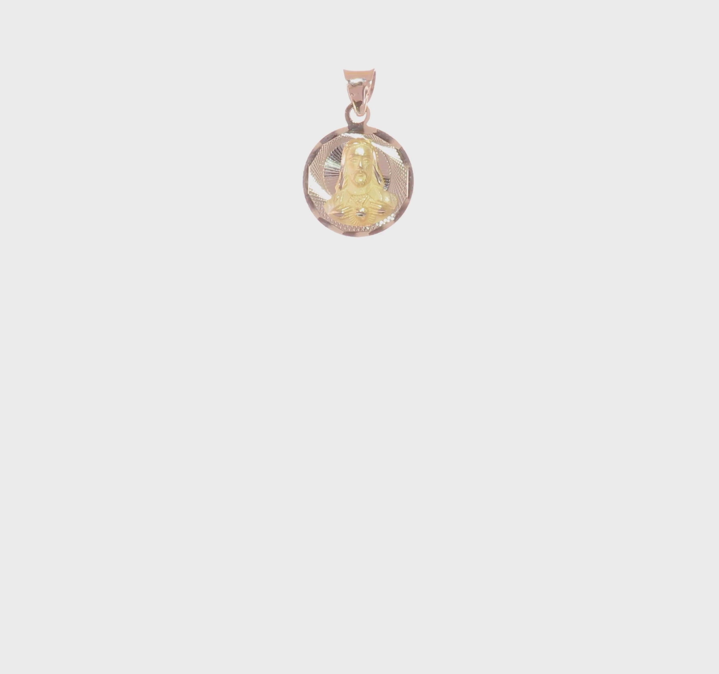 14kt Yellow Gold Polished D/C Sagrado Corazon Circle Pendant