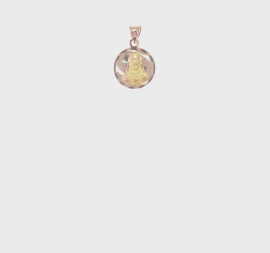 14kt Yellow Gold Polished D/C Sagrado Corazon Circle Pendant