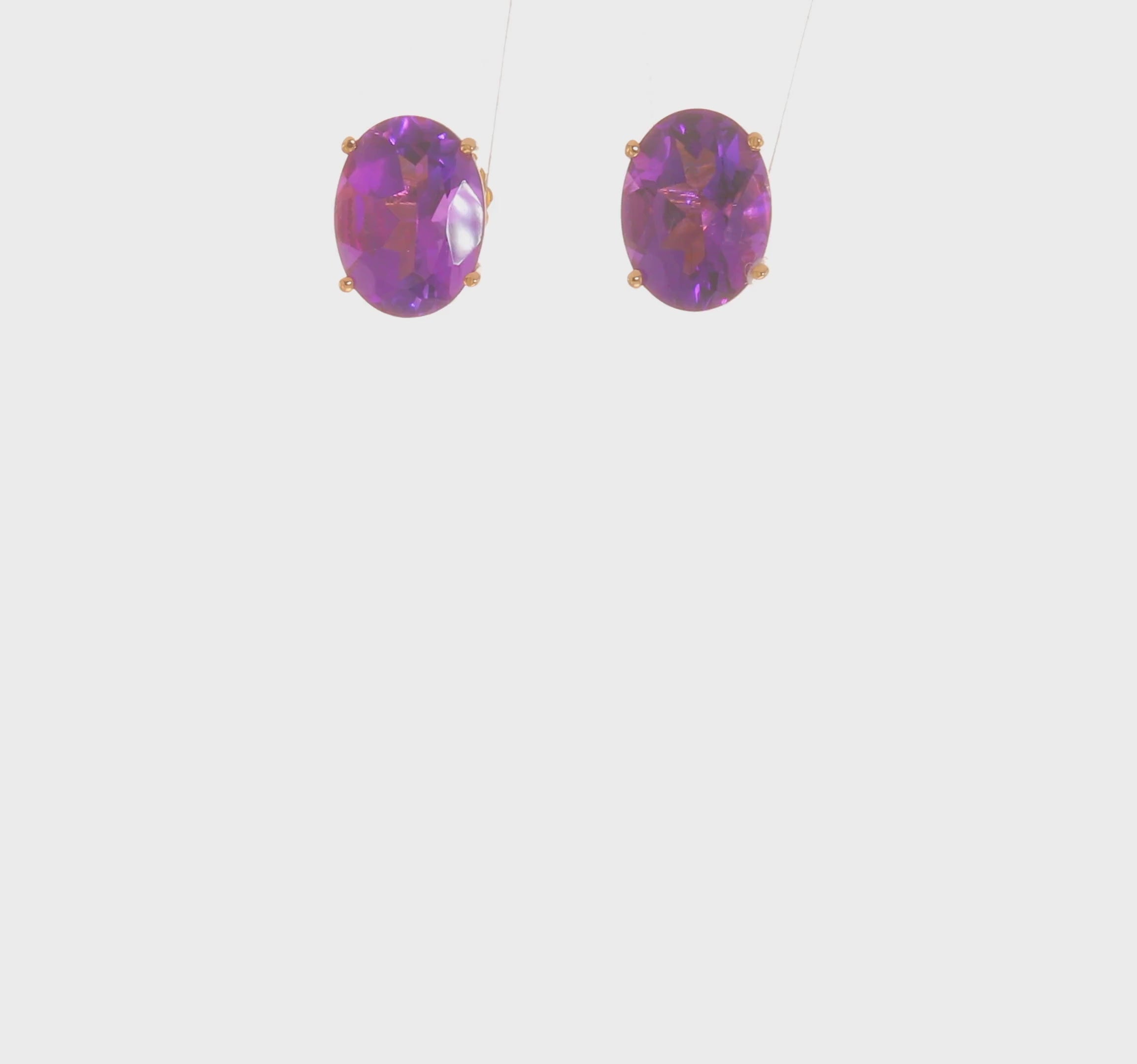 14kt Yellow Gold 8x6mm Oval Amethyst Earrings