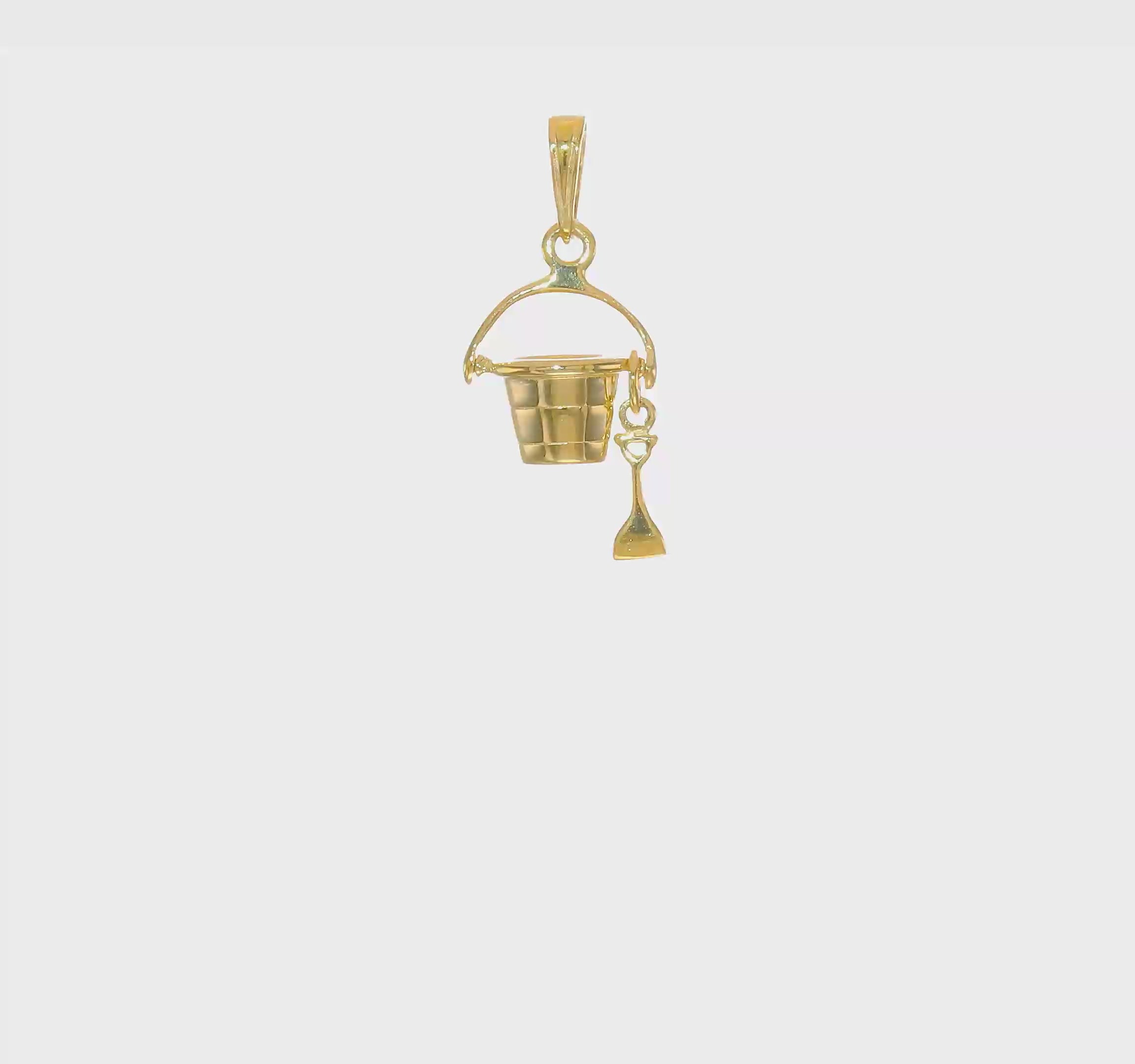 10kt Yellow Gold 3-D Beach Bucket with Shovel Charm