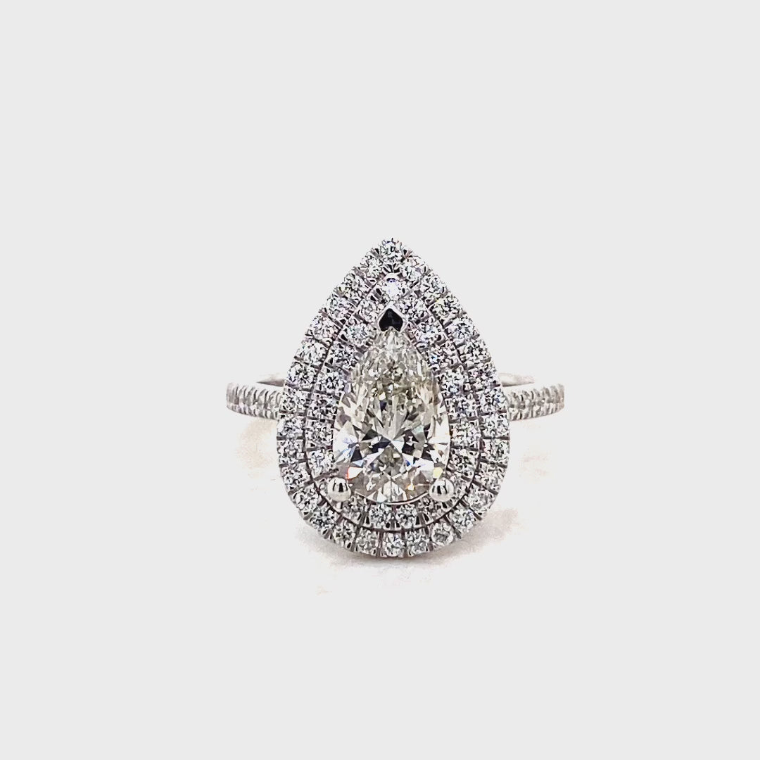 14kt White Gold 2.19 CTW Lab Diamond Pear Shape Engagement Ring