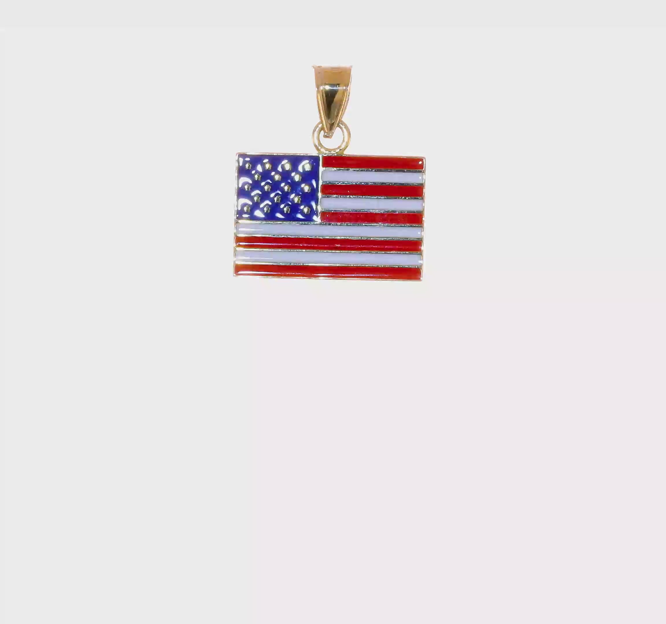 14kt Yellow Gold Enameled United States Flag Pendant