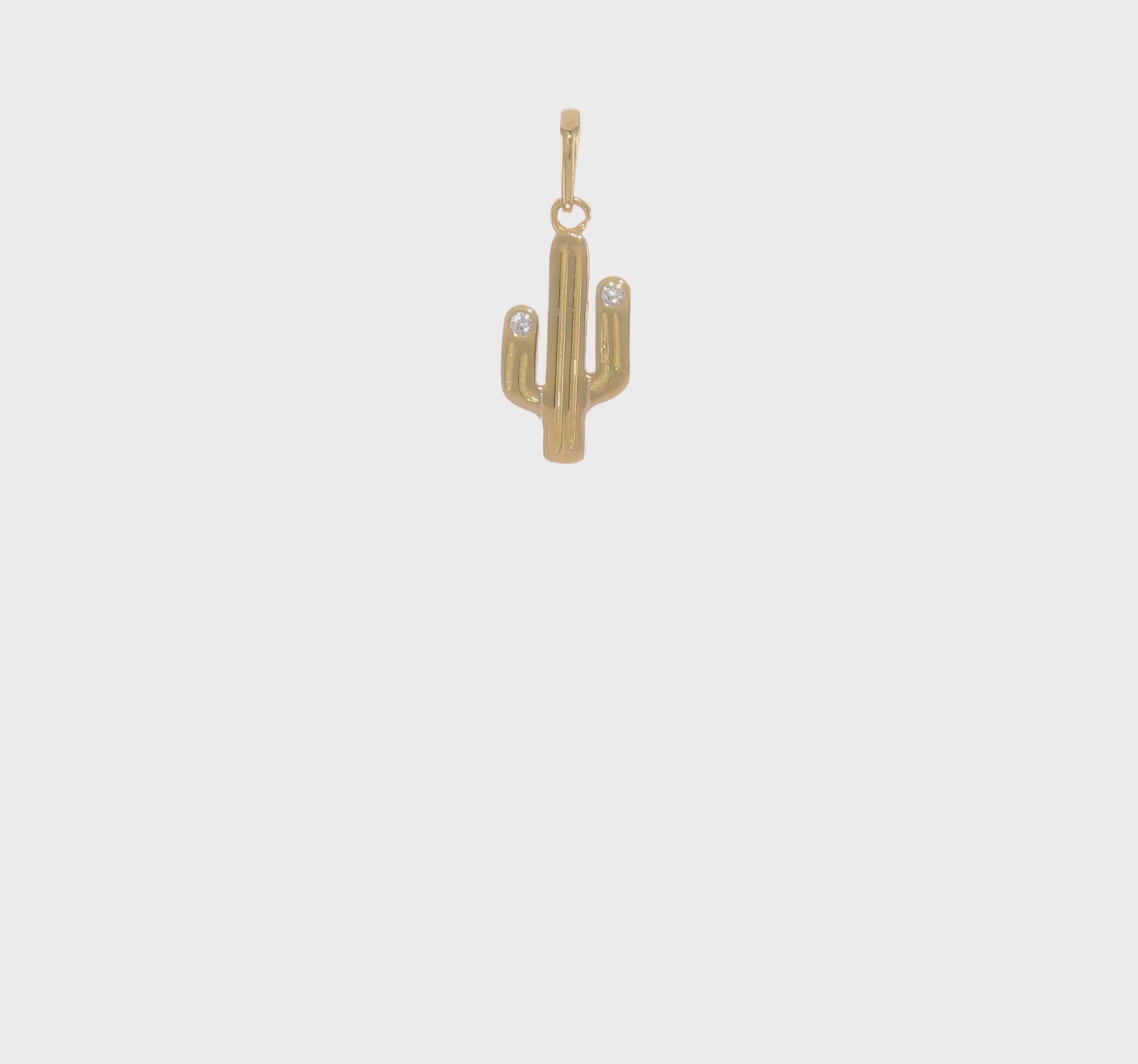 14KT Yellow Gold Cactus CZ Pendant