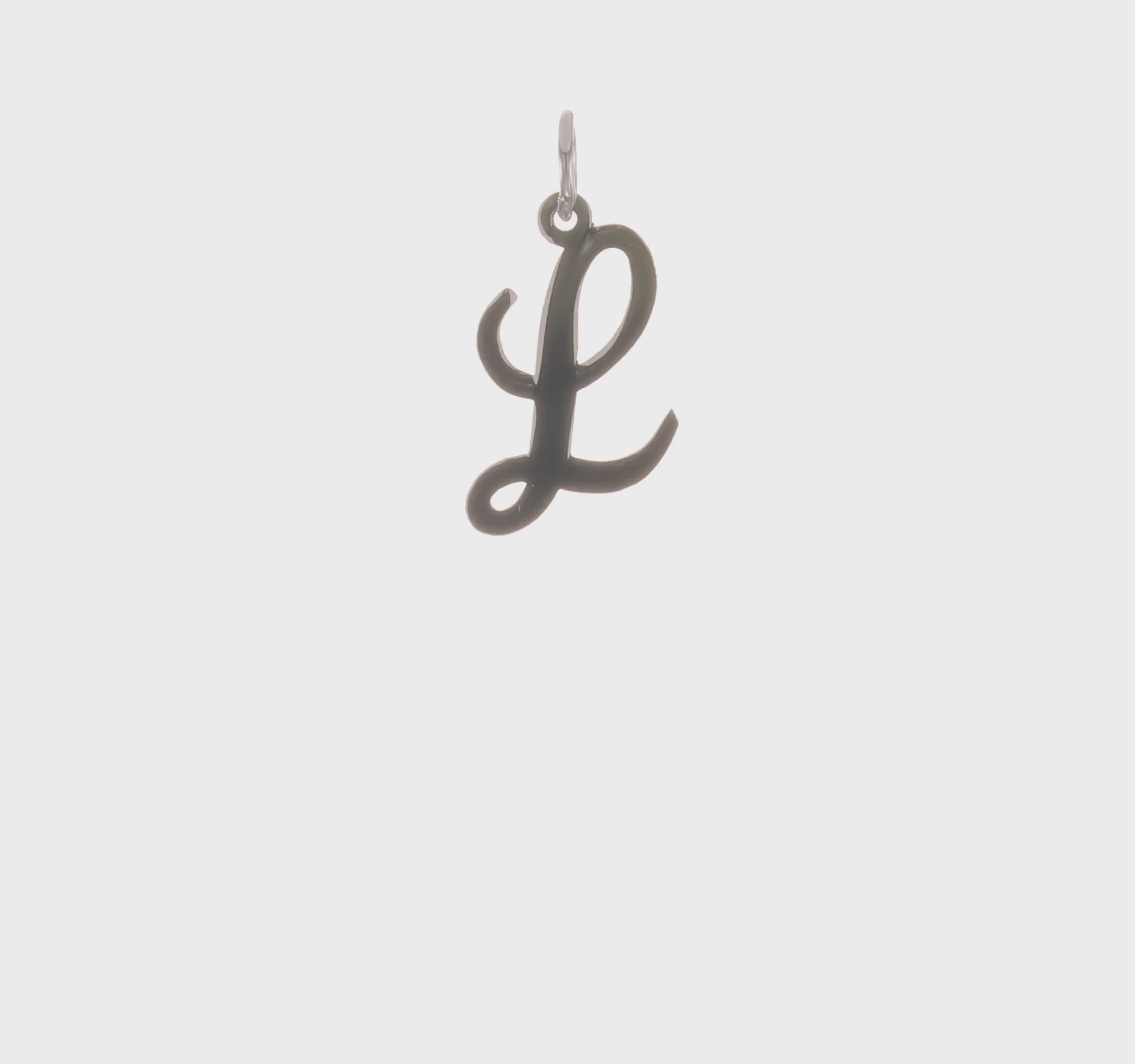 14kt White Gold Medium Script Letter L Initial Charm