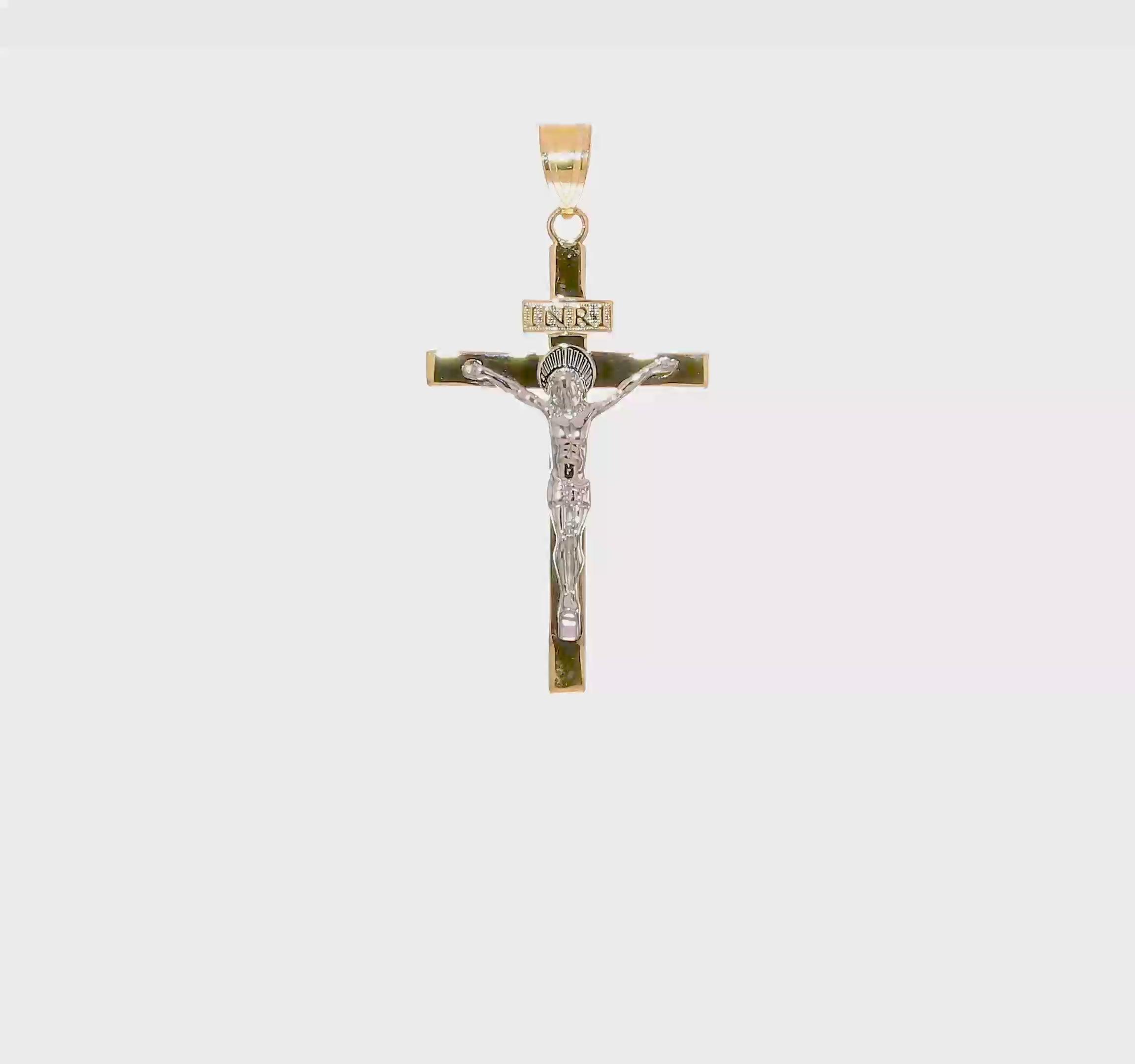 10KT Two-tone INRI Crucifix Pendant