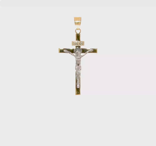 10KT Two-tone INRI Crucifix Pendant