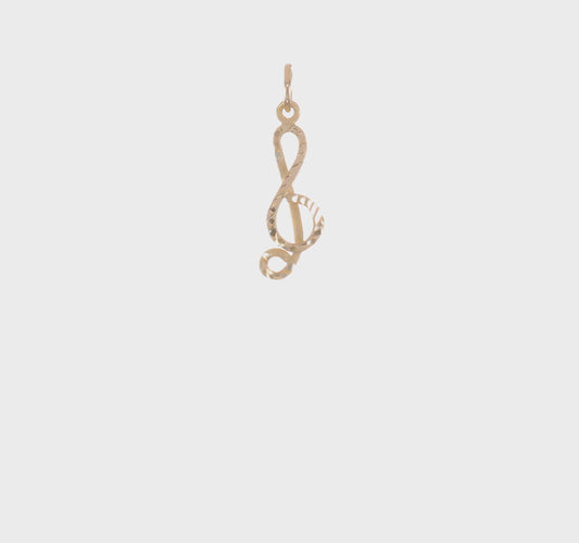 10kt Yellow Gold Medium Solid Treble Clef Charm