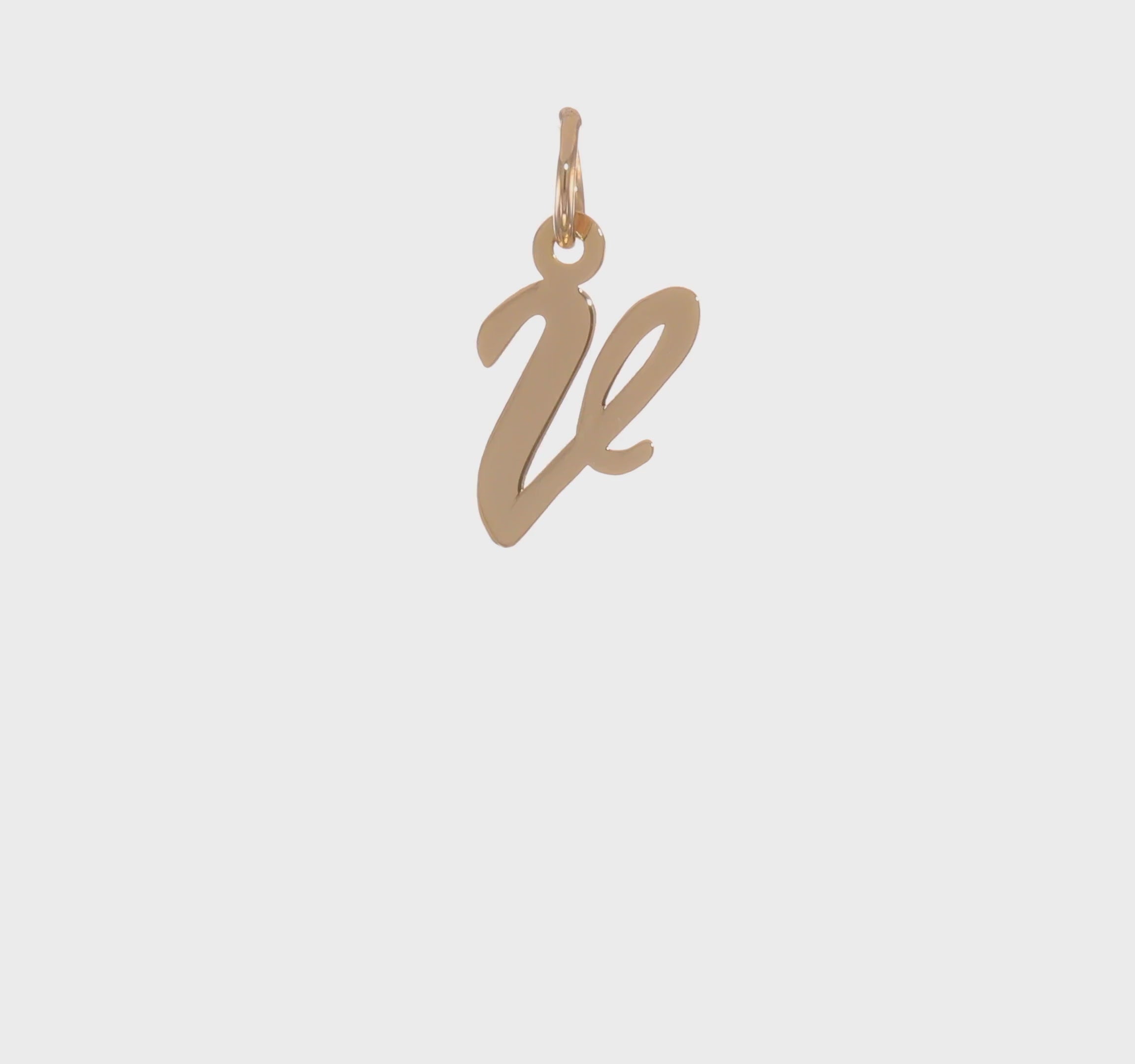 14kt Yellow Gold Small Script Letter V Initial Charm