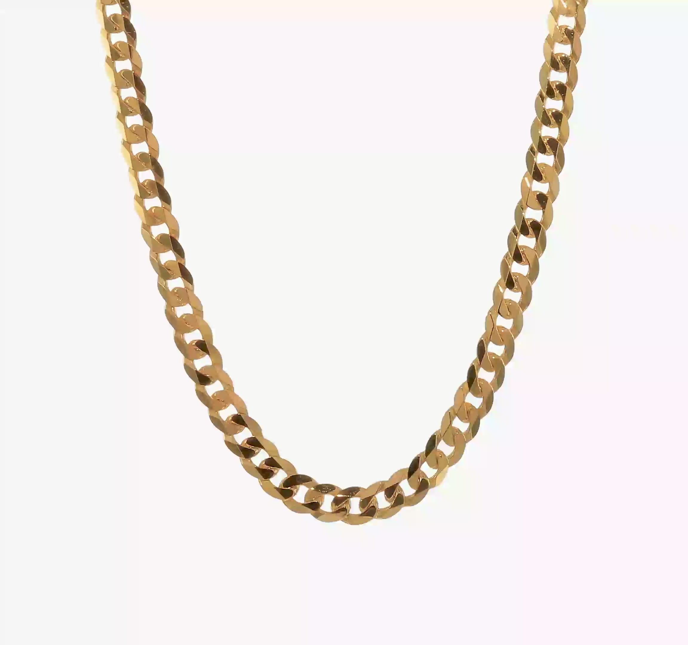 14KT Yellow Gold 8.75mm Flat Beveled Curb Chain