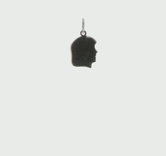 14kt White Gold Plain Small.027 Depth Facing Right Engravable Girl Charm