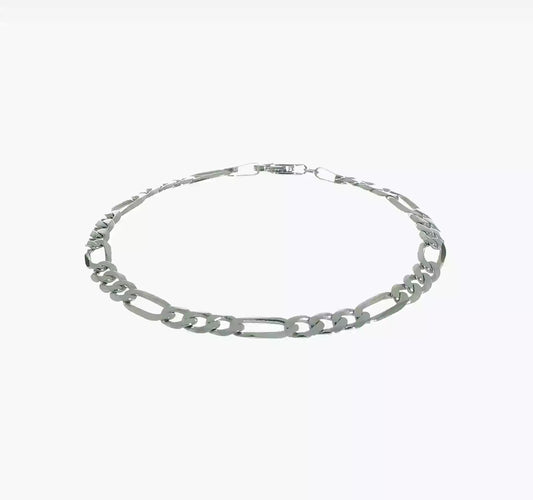 14KT White Gold 5.5mm Flat Figaro Chain