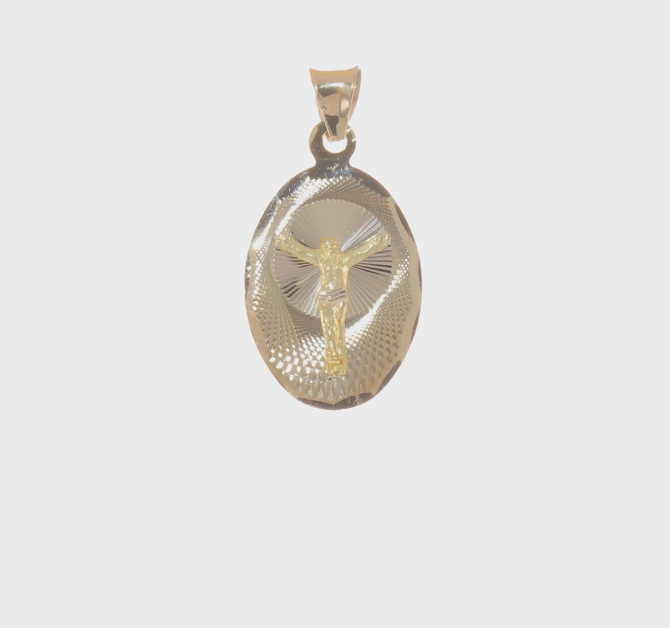 14KT Yellow Gold Polished D/C Corpus Oval Pendant