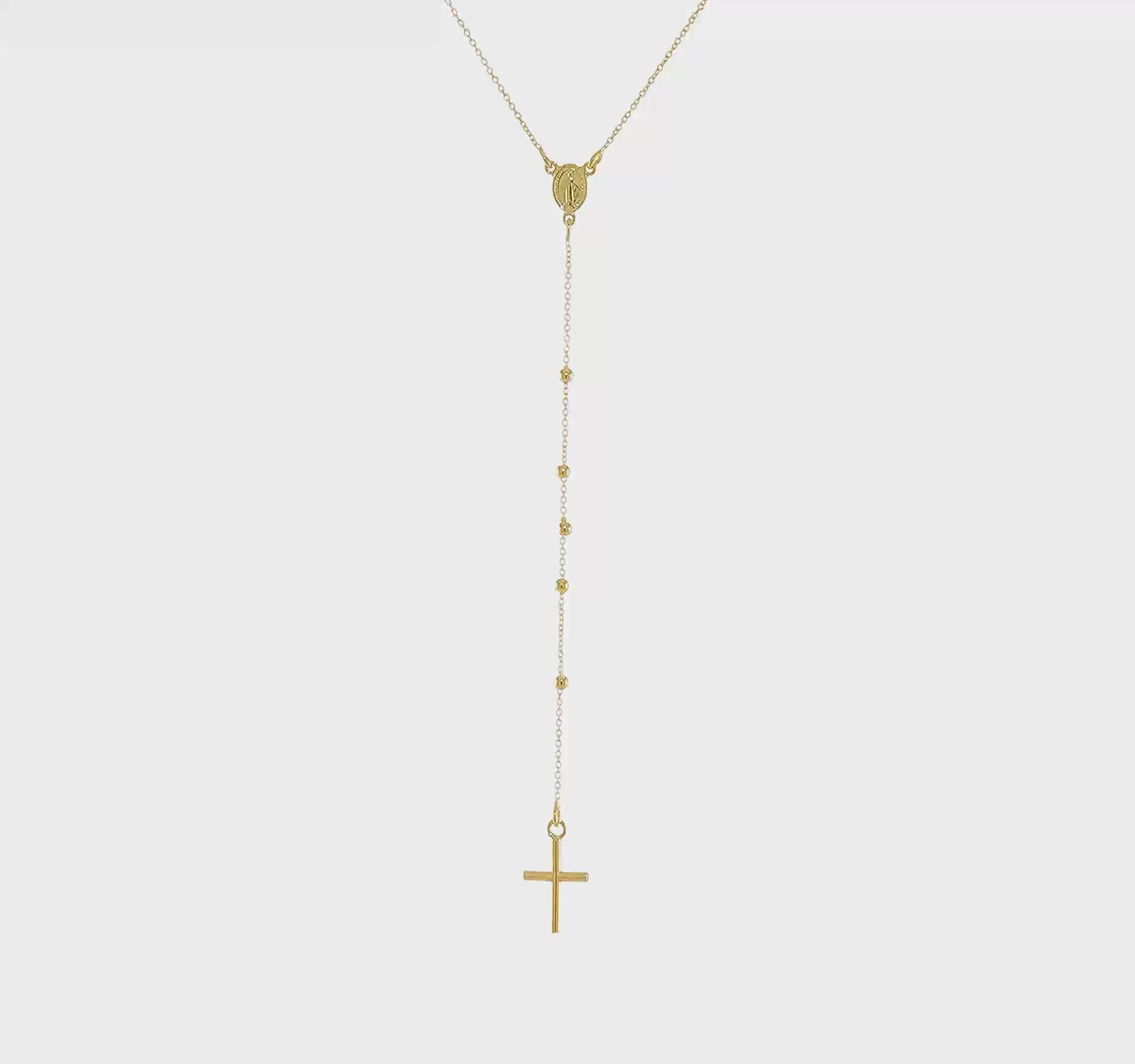 14kt Yellow Gold Polished Rosary 24 inch Necklace