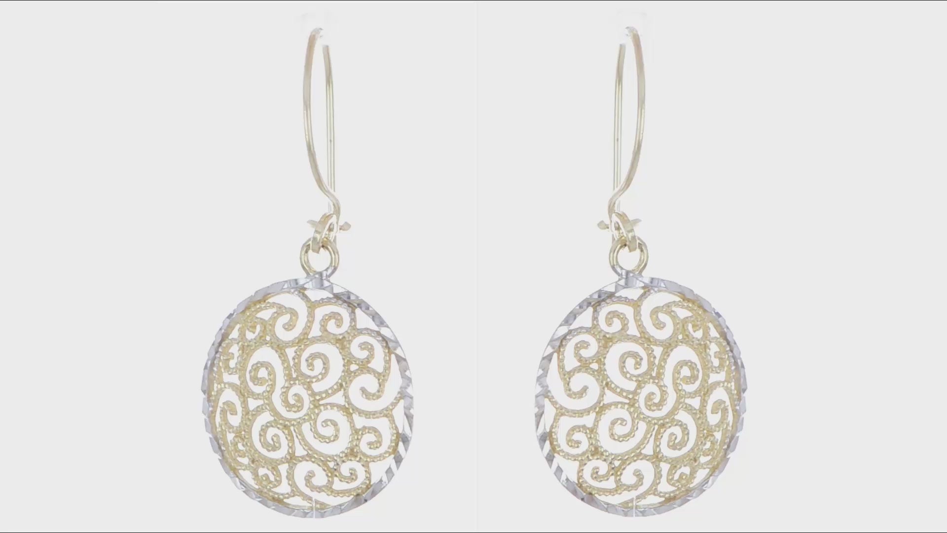 14kt Two-tone Filigree Dangle Earrings
