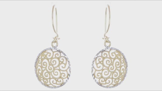 14kt Two-tone Filigree Dangle Earrings