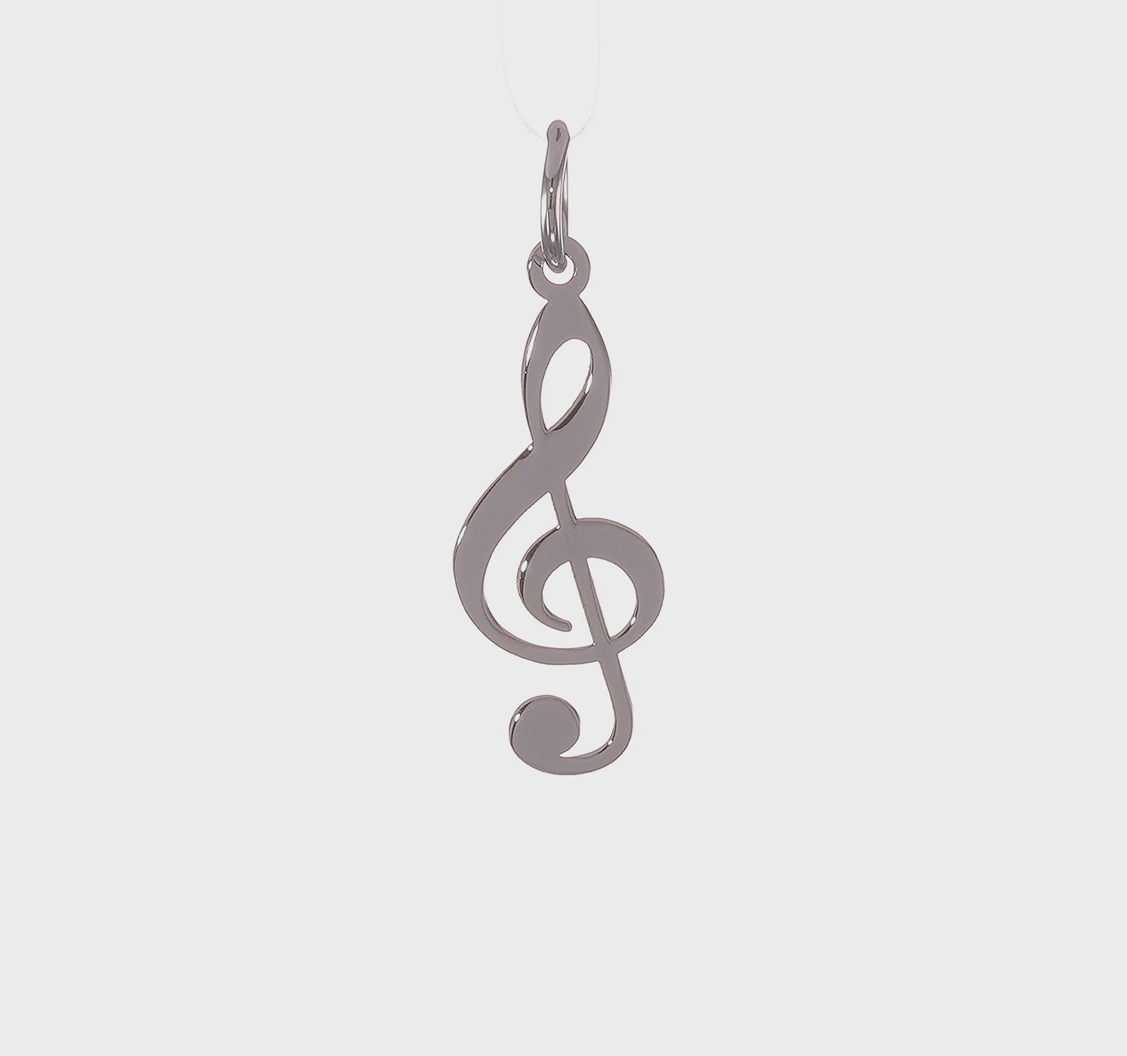 14kt White Gold Polished Treble Clef Charm
