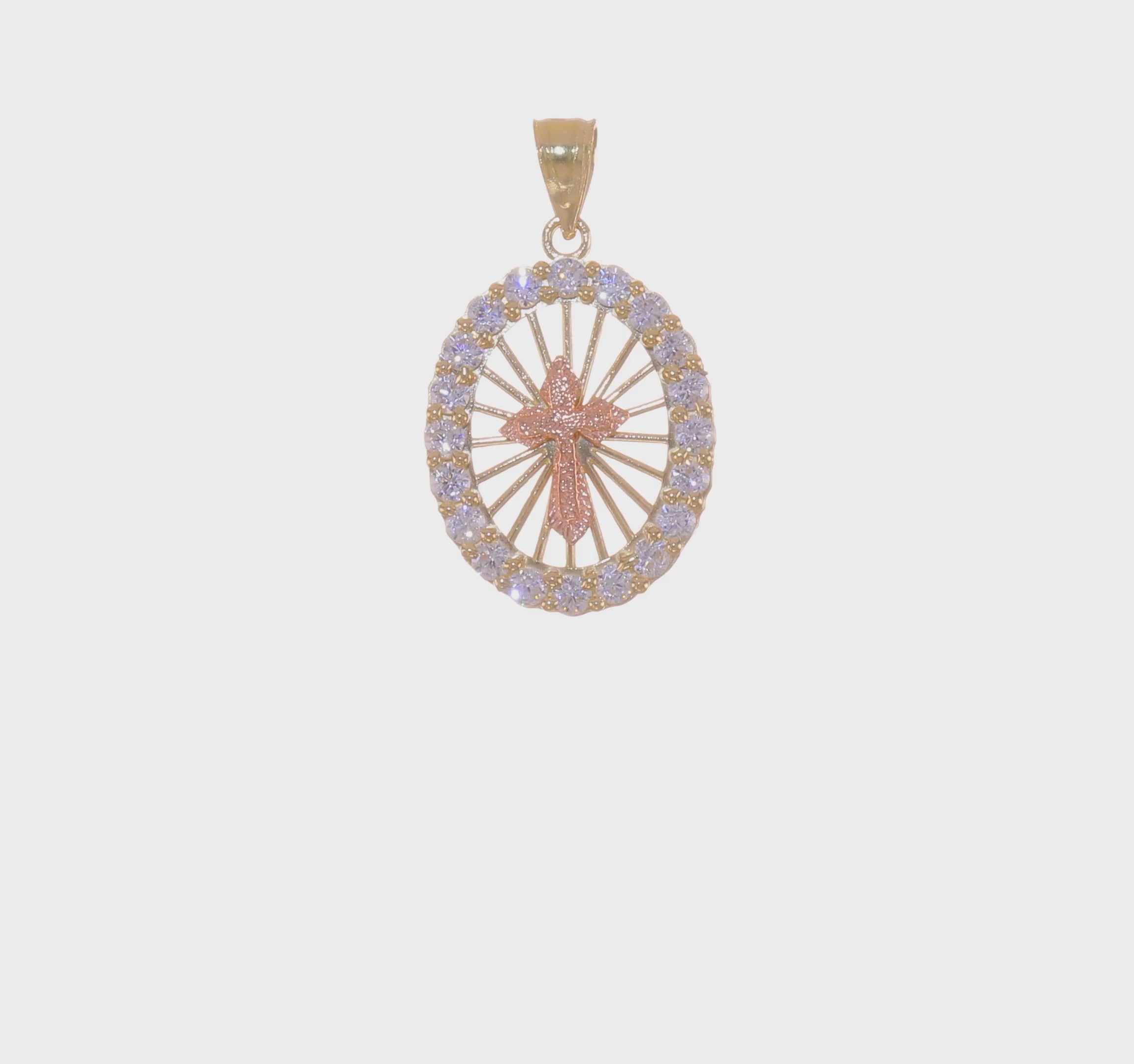 10kt Yellow Gold Two-tone CZ Cross Pendant