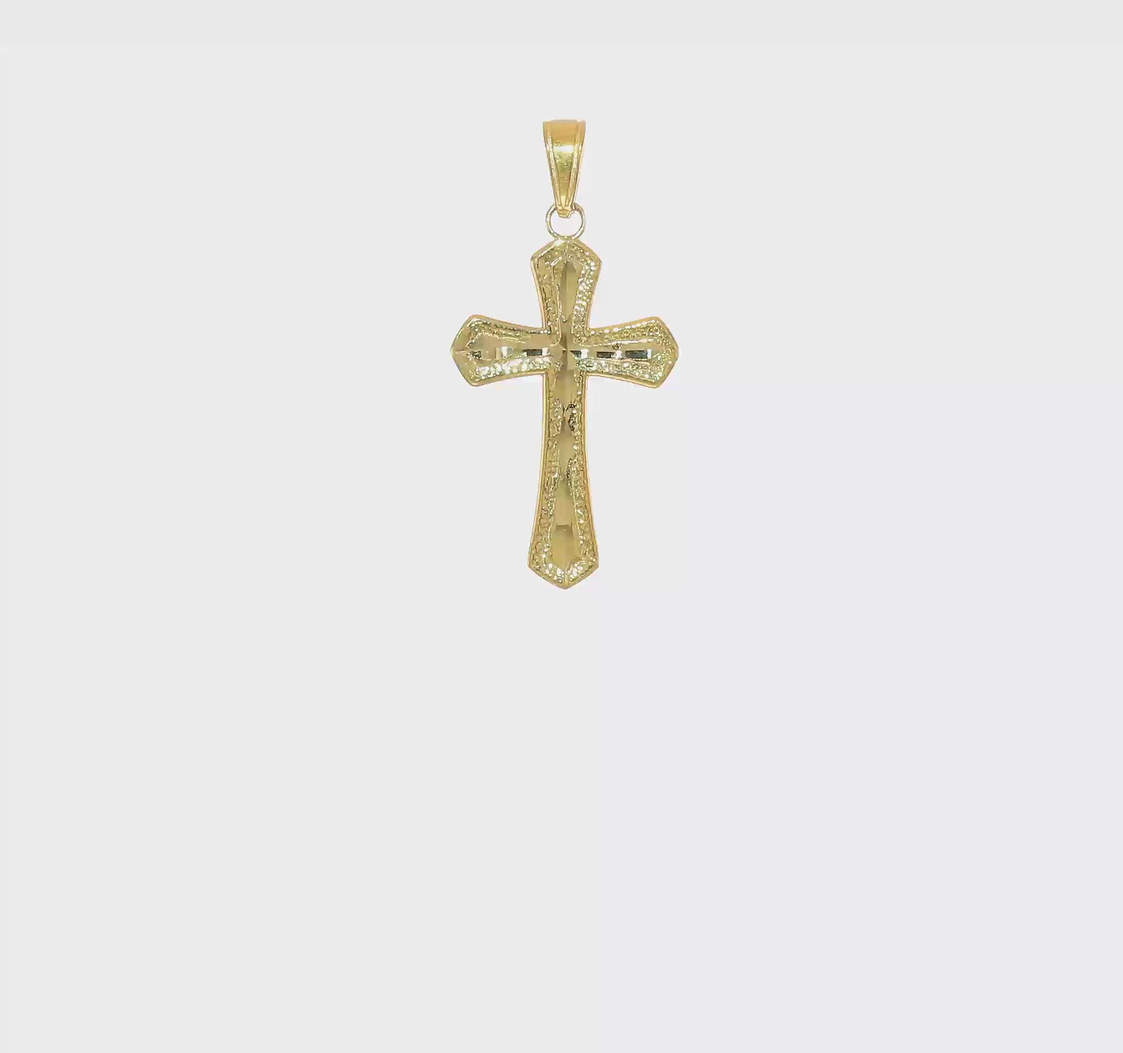 10KT Yellow Gold Diamond-cut Beveled Edges Cross Pendant