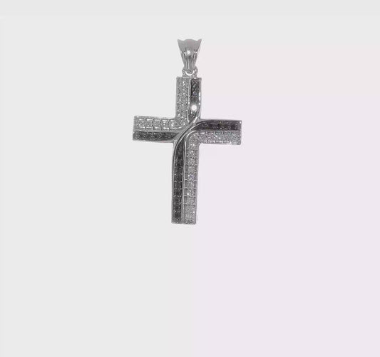 14kt White Gold 1/5ct. Black and White Diamond Cross Pendant
