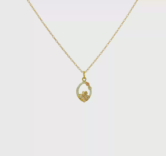 10kt Tri-Color Black Hills Gold Butterfly Necklace
