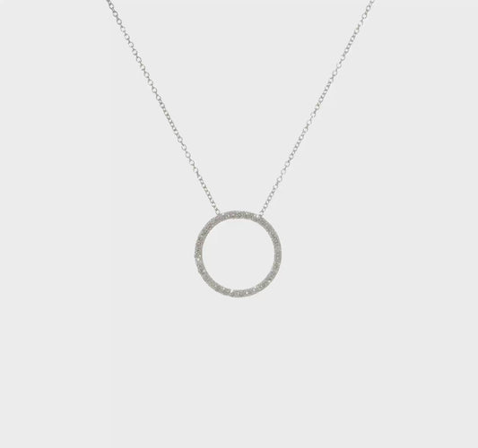 14kt White Gold Diamond Circle 18 inch Necklace
