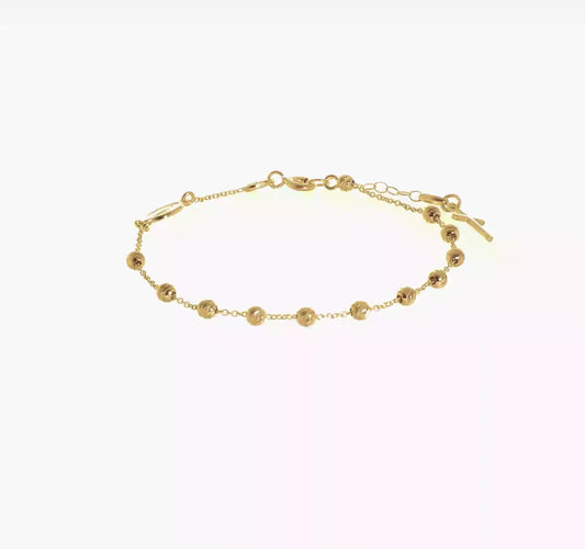 14kt Yellow Gold Polished D/C Cross and Miraculous Medal .75in ext. Bracelet