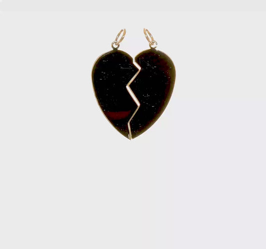 10KT Yellow Gold 2 piece Heart Charm Set