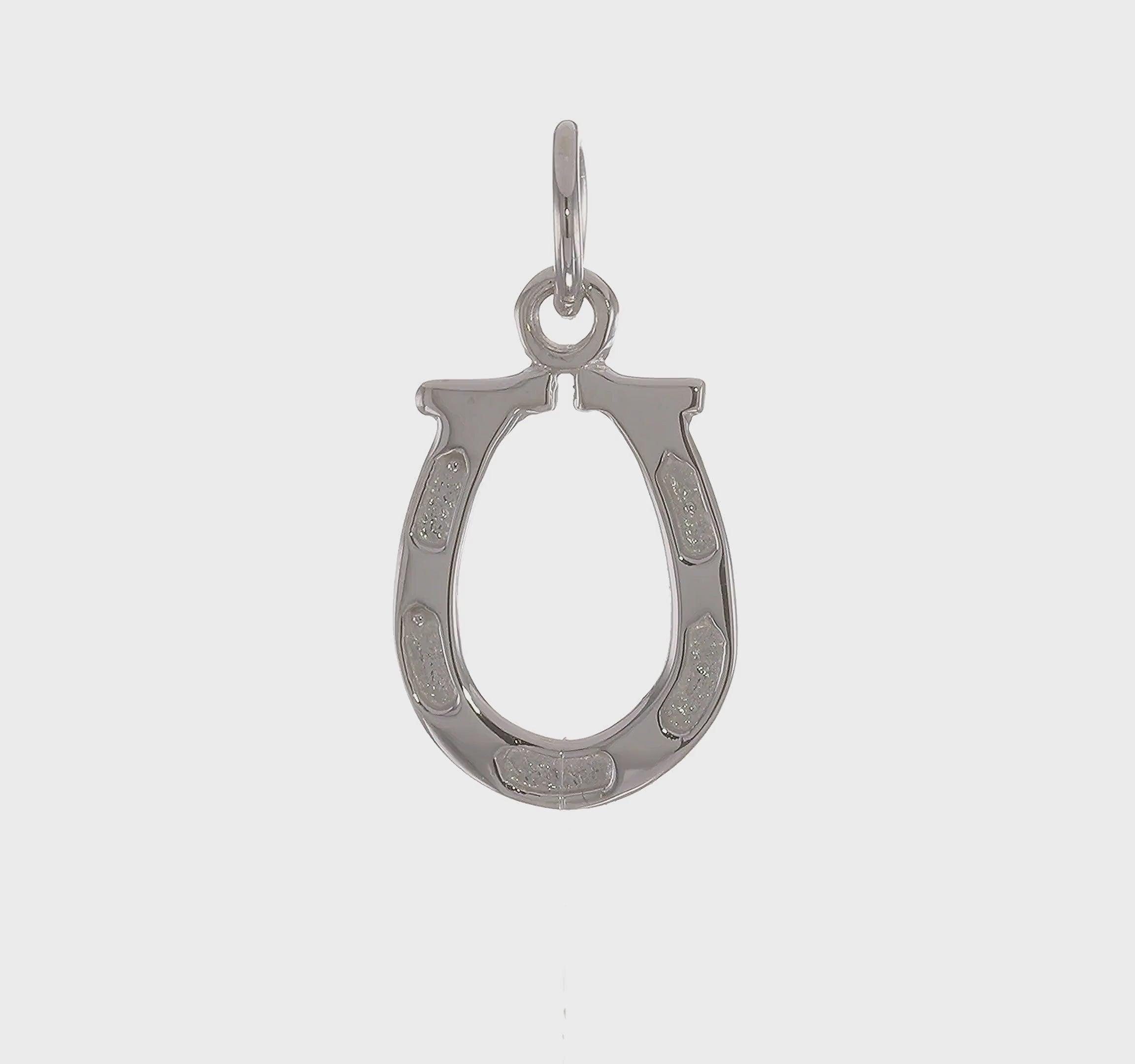 14kt White Gold Solid Polished Horseshoe Charm