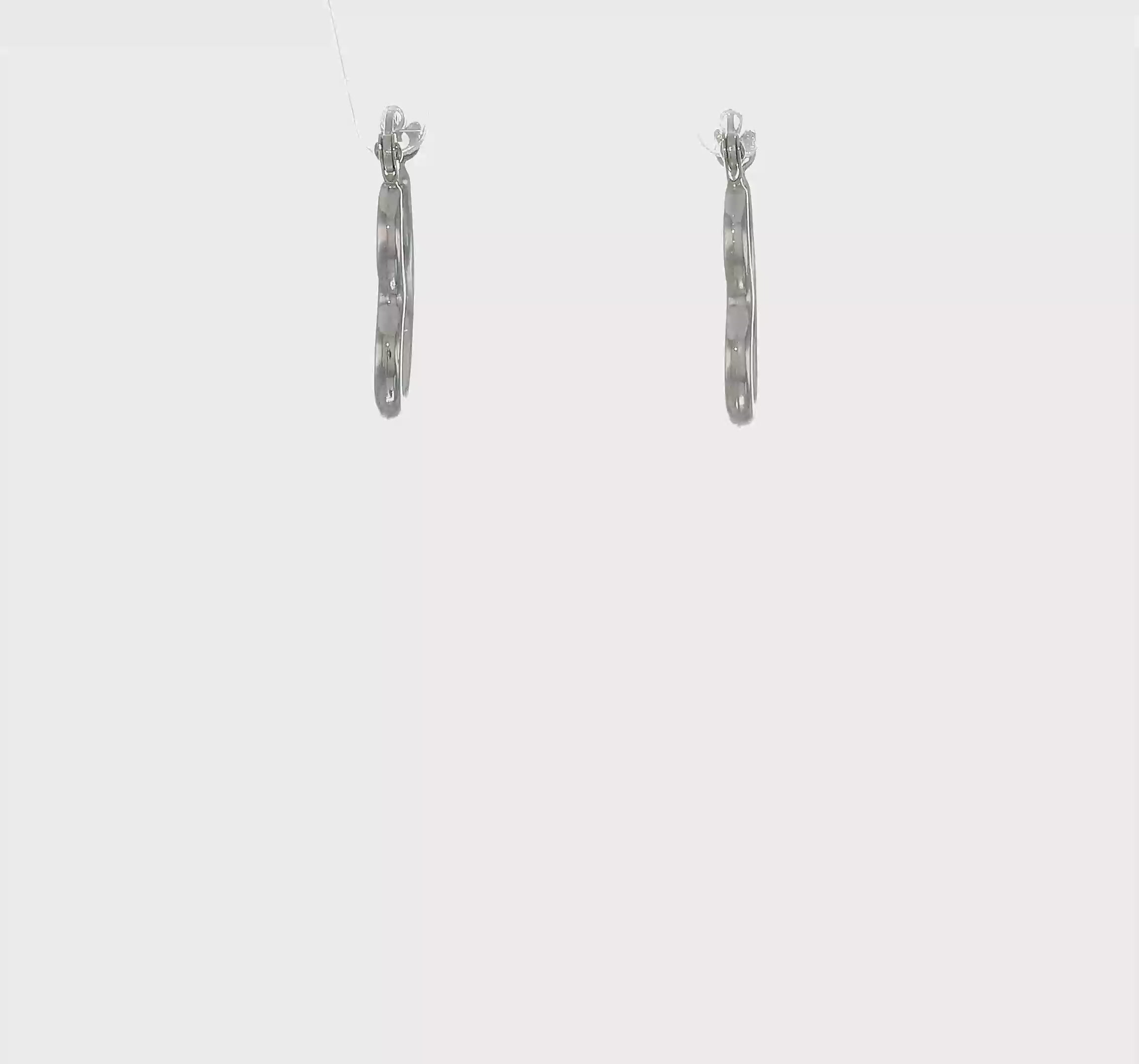 10KT White Gold Hollow Side Heart Shaped Hoop Earrings