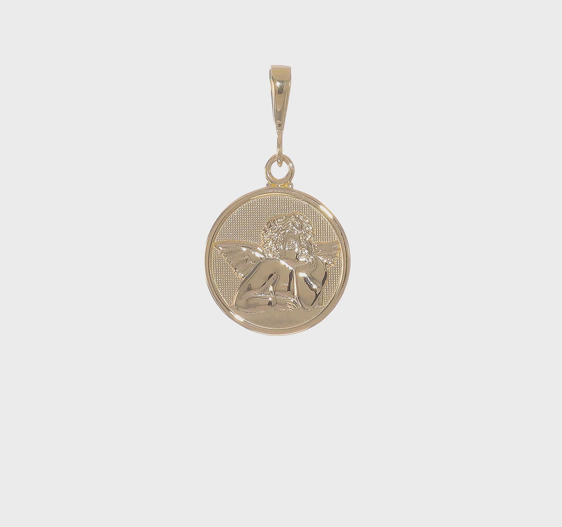 14KT Yellow Gold Polished and Satin Raphael Angel Pendant