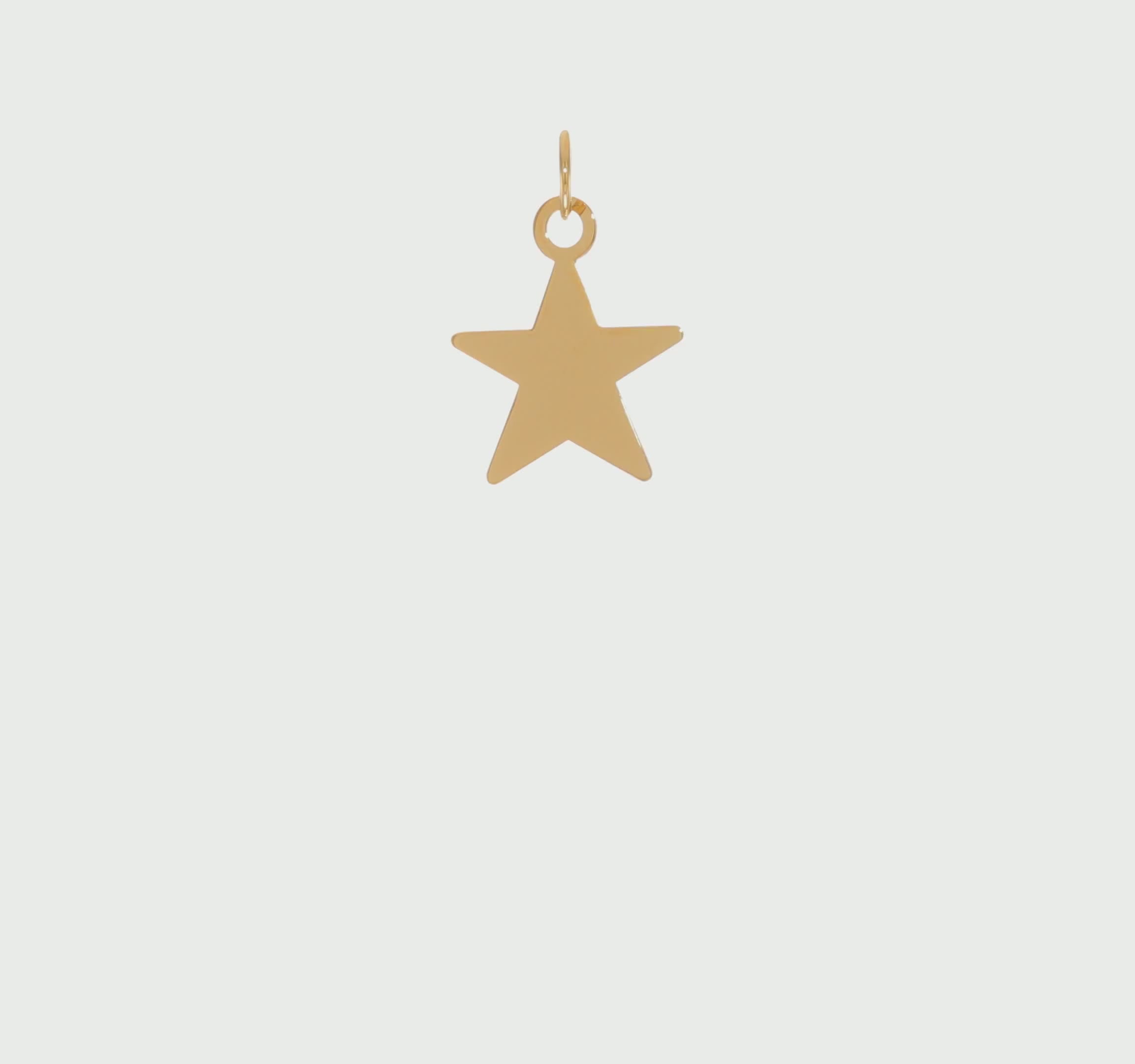 14KT Yellow Gold Star Disc Charm