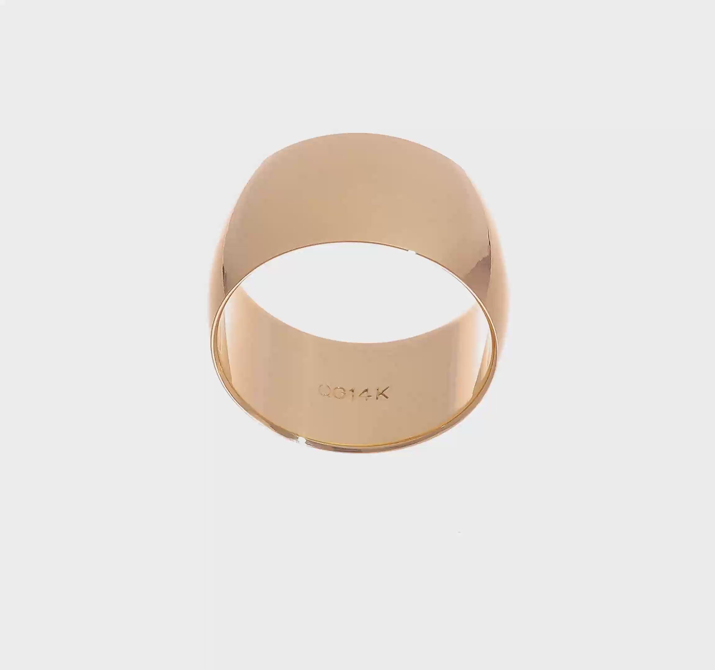 14kt Yellow Gold 12mm Half Round Wedding Band Size 5.5