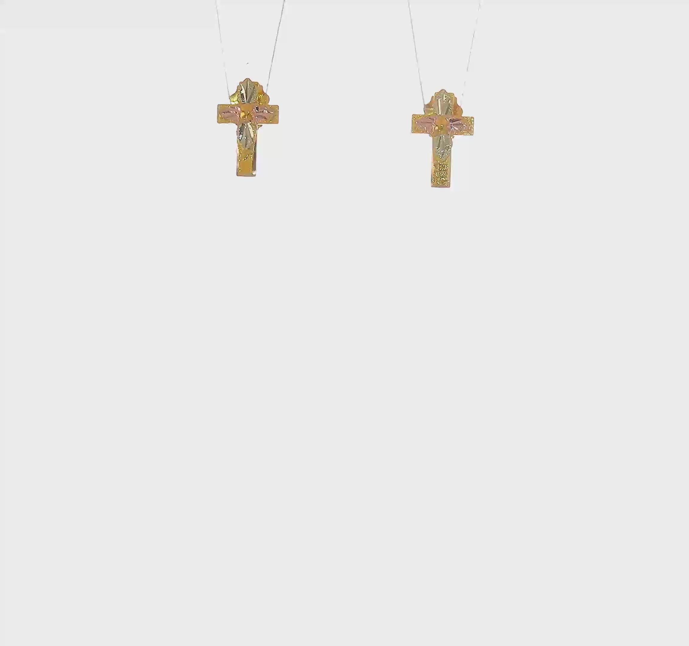 10kt Tri-Color Black Hills Gold Cross Earrings