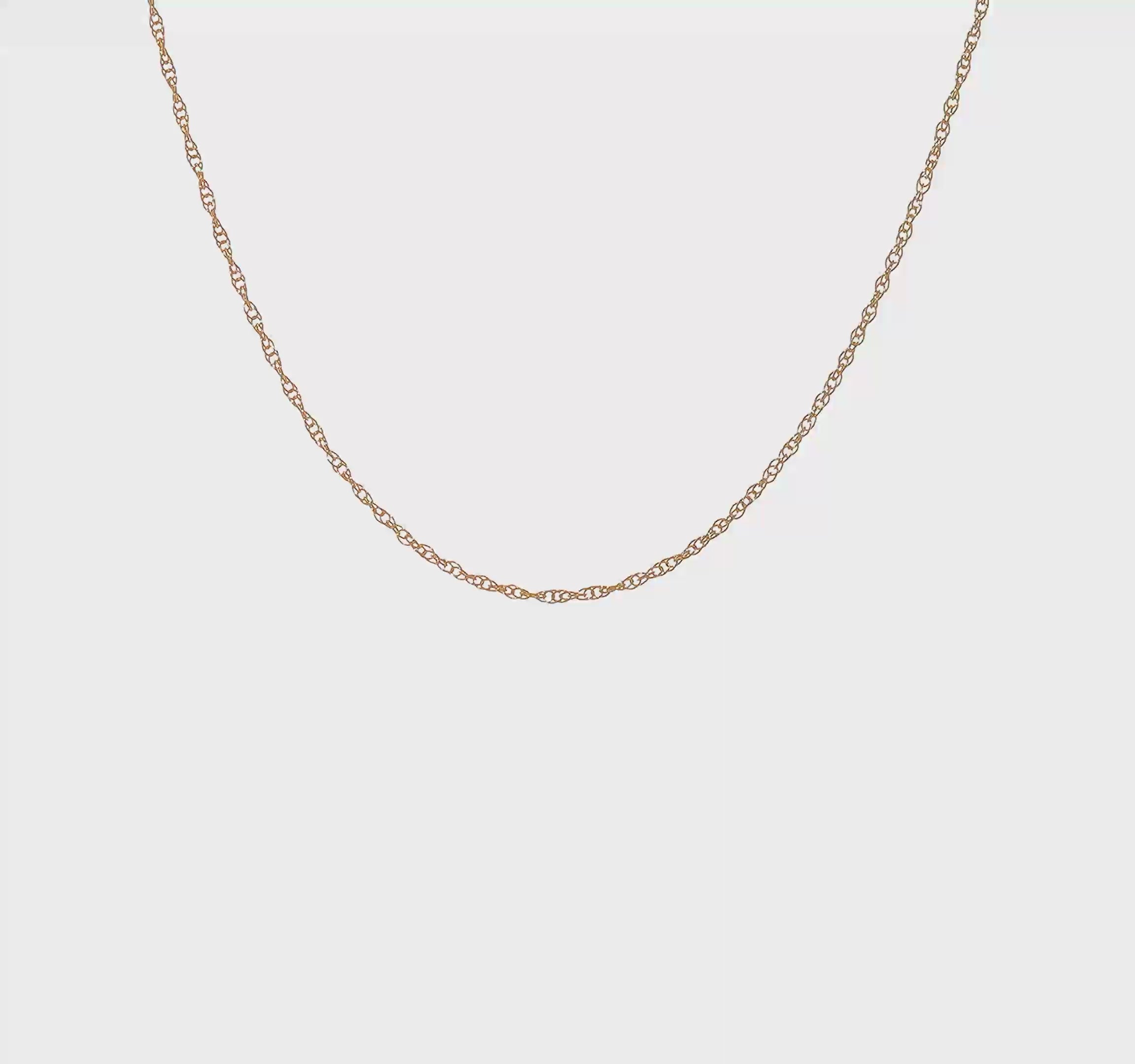 14KT Yellow Gold 22 inch Carded .95mm Cable Rope with Spring Ring Clasp Chain