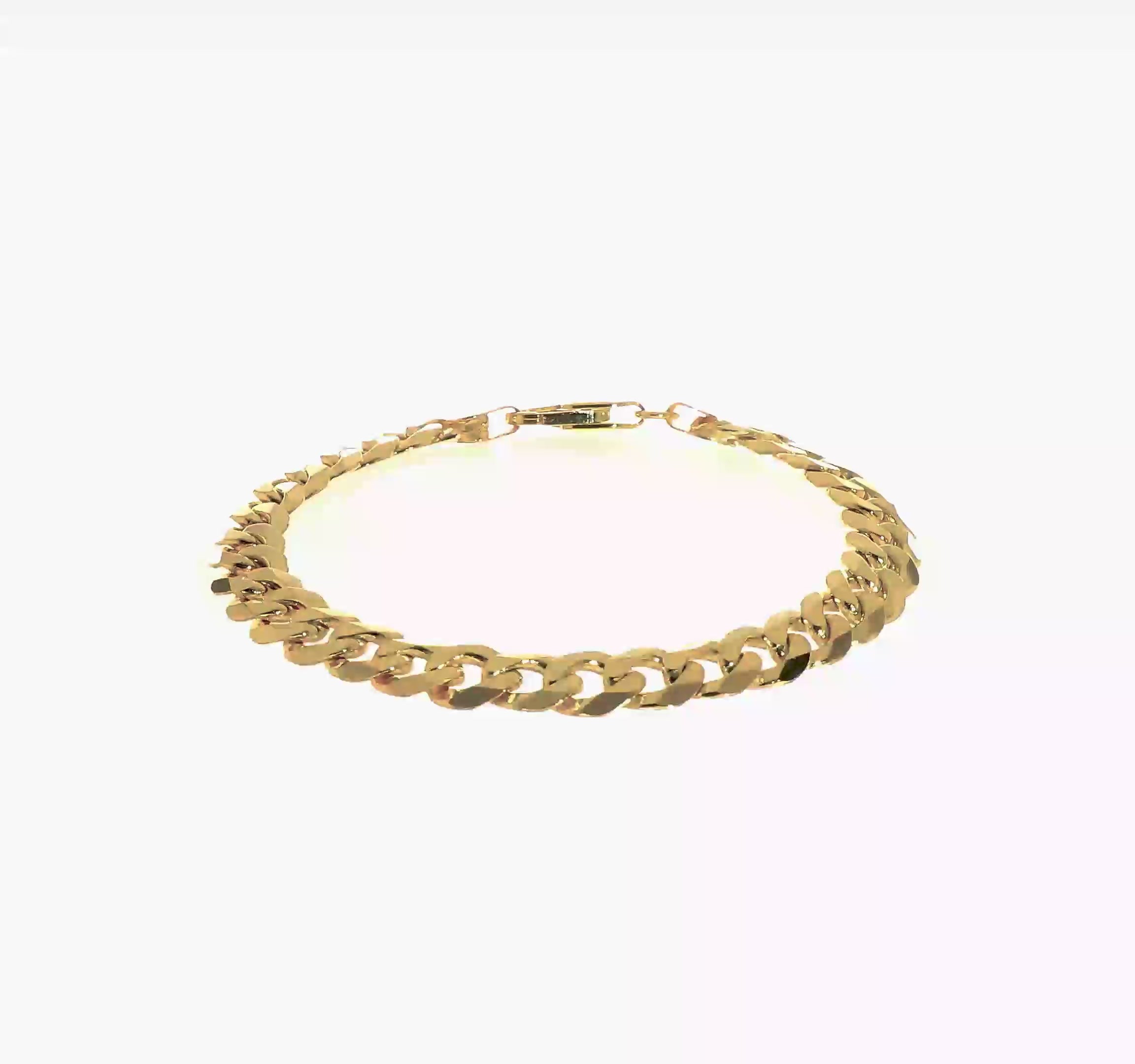 14KT Yellow Gold 8mm Flat Beveled Curb Chain