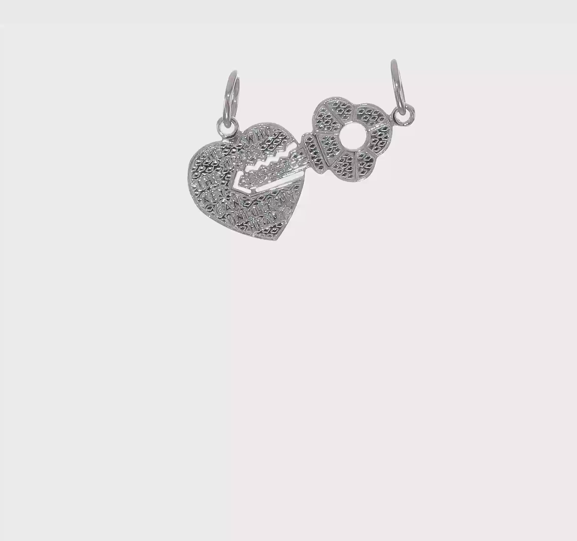 14kt White Gold Key and Heart Break-apart Charm