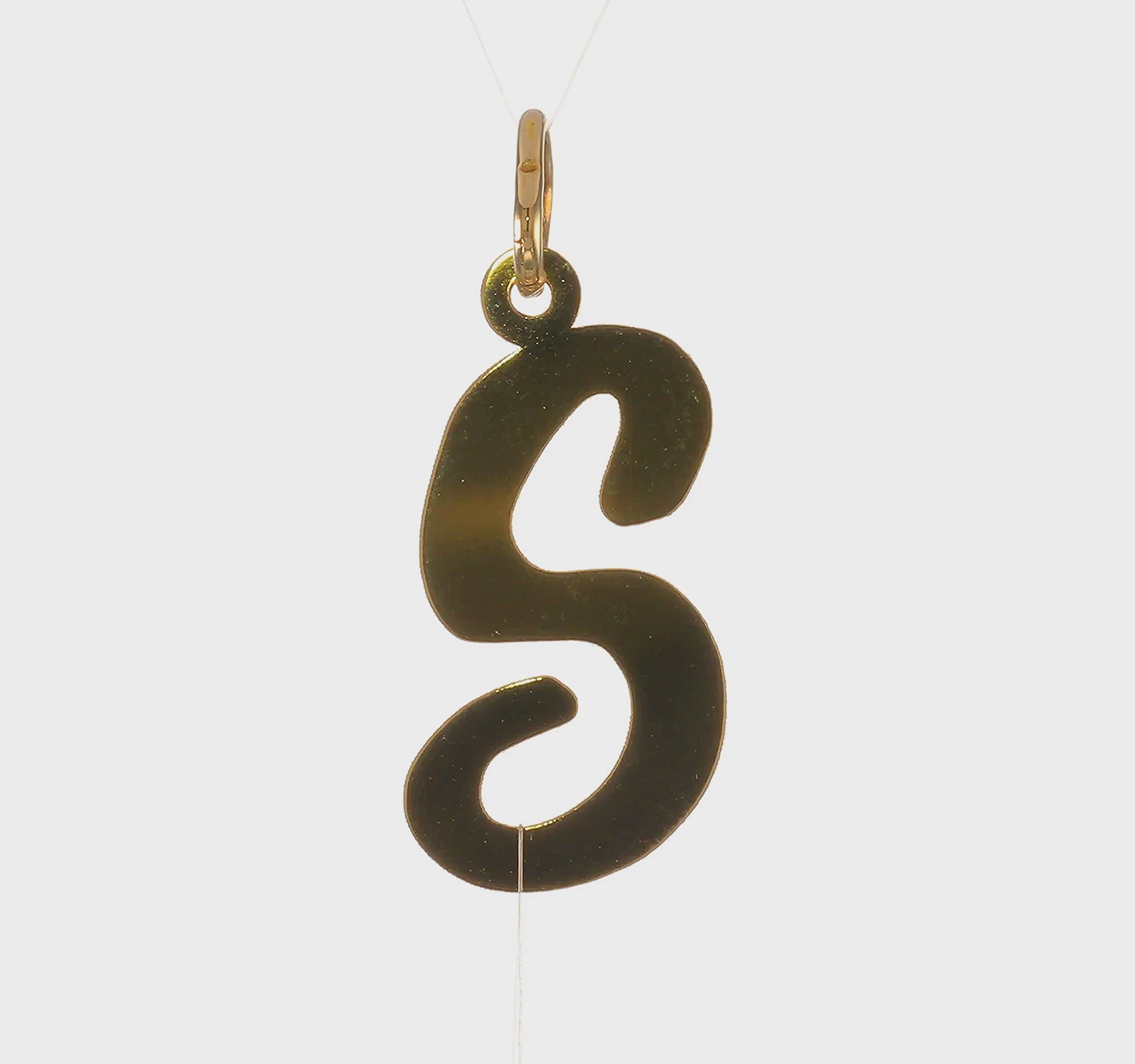 14kt Yellow Gold Large Script Letter S Initial Charm