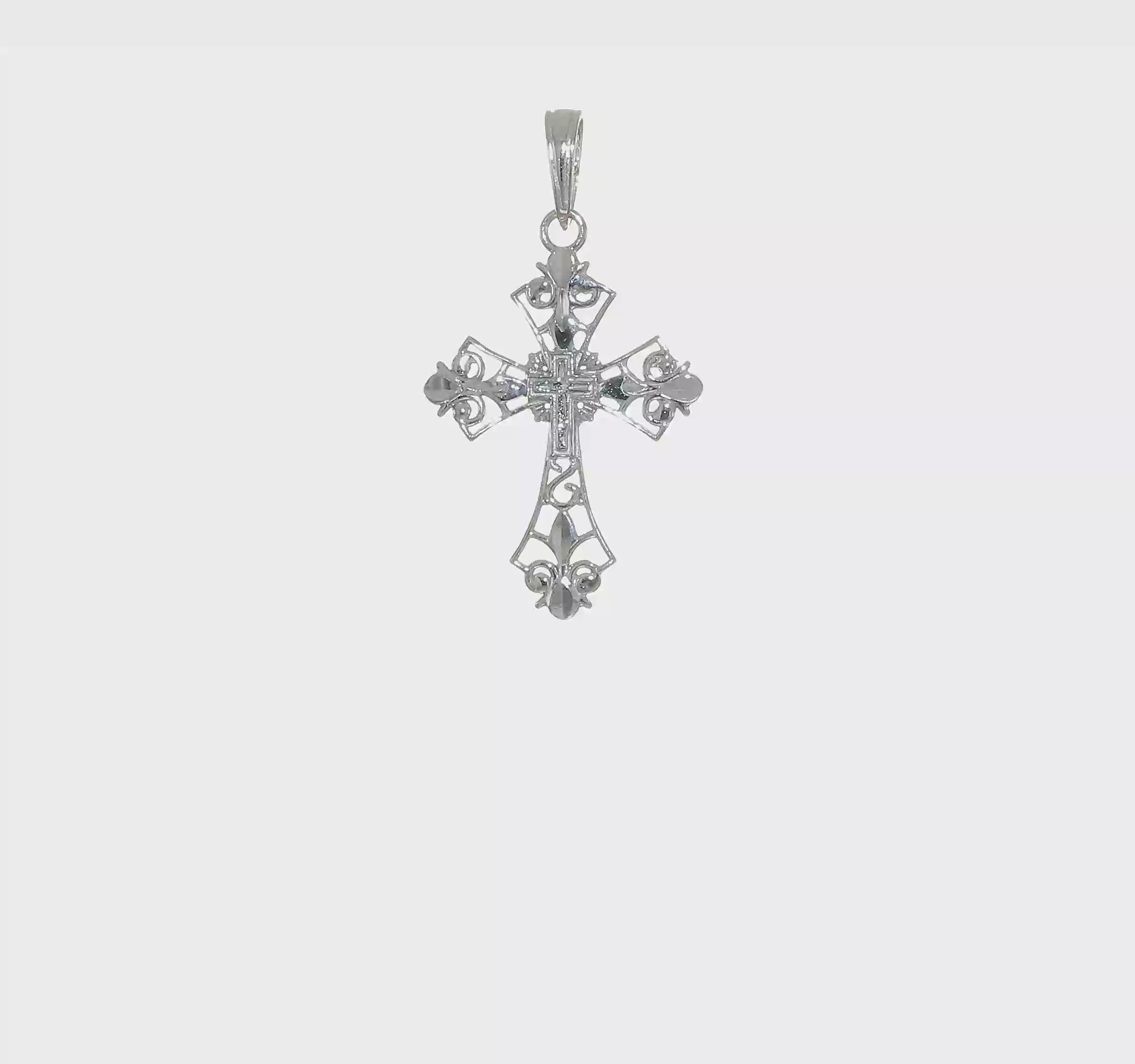10kt White Gold Filigree Cross Charm