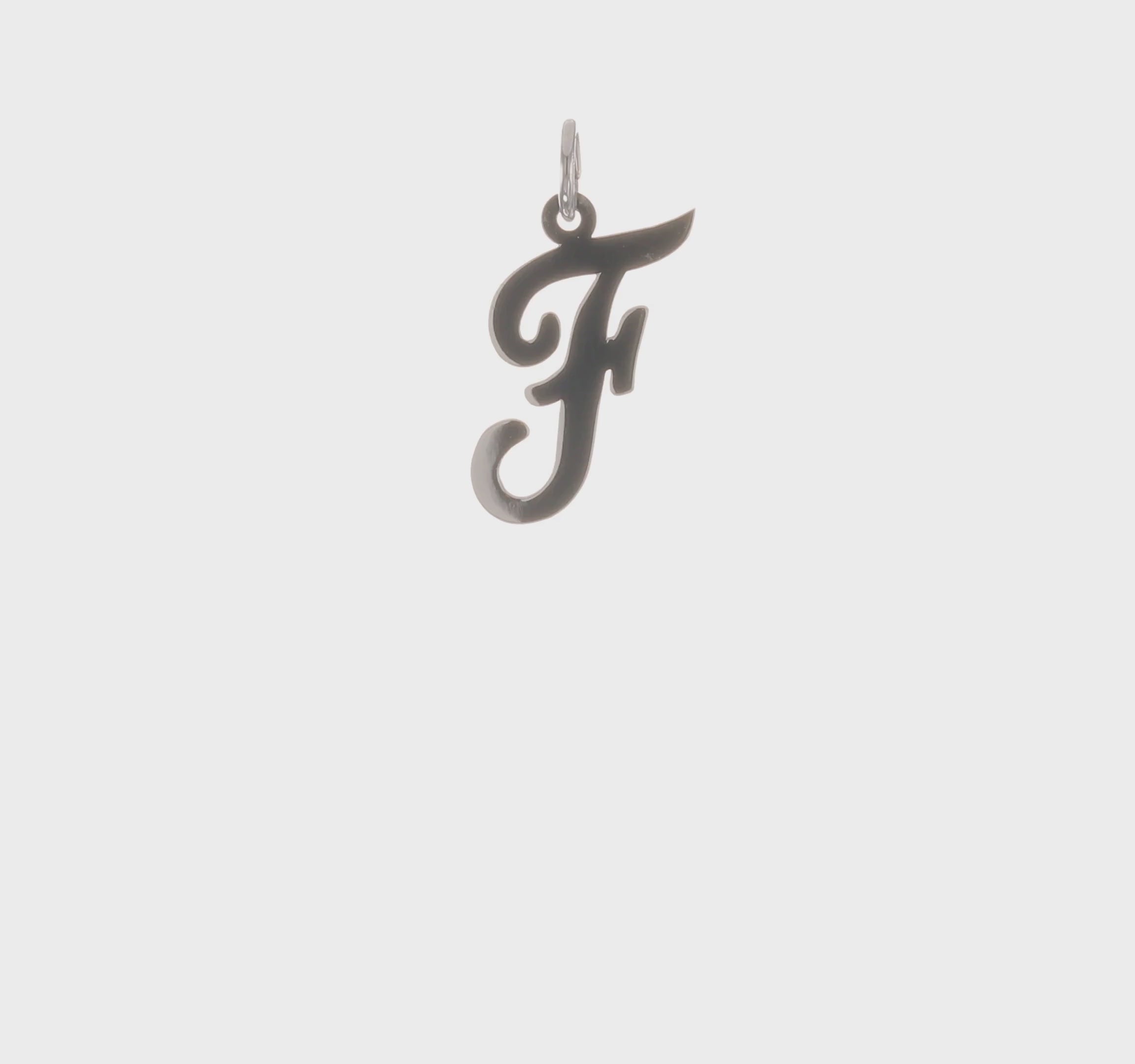 14kt White Gold Medium Script Letter F Initial Charm