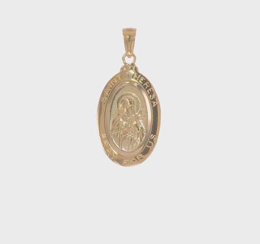 14kt Yellow Gold Saint Theresa Oval Medal Pendant