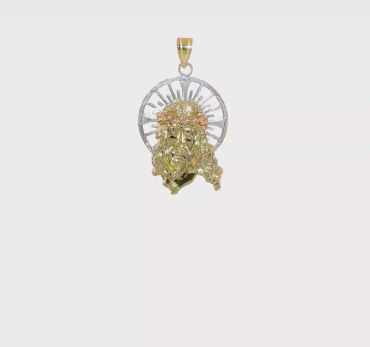 10KT Tri-color Diamond-cut Christ Charm